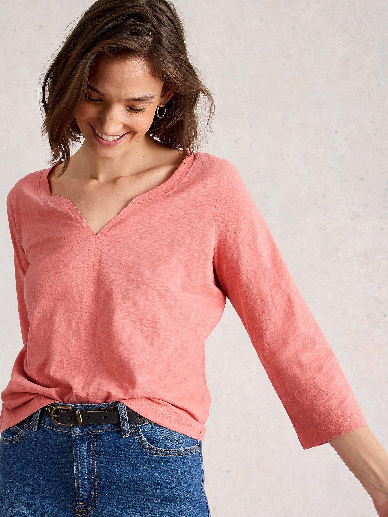 White Stuff Nelly 3/4 Sleeve T-shirt - Pink