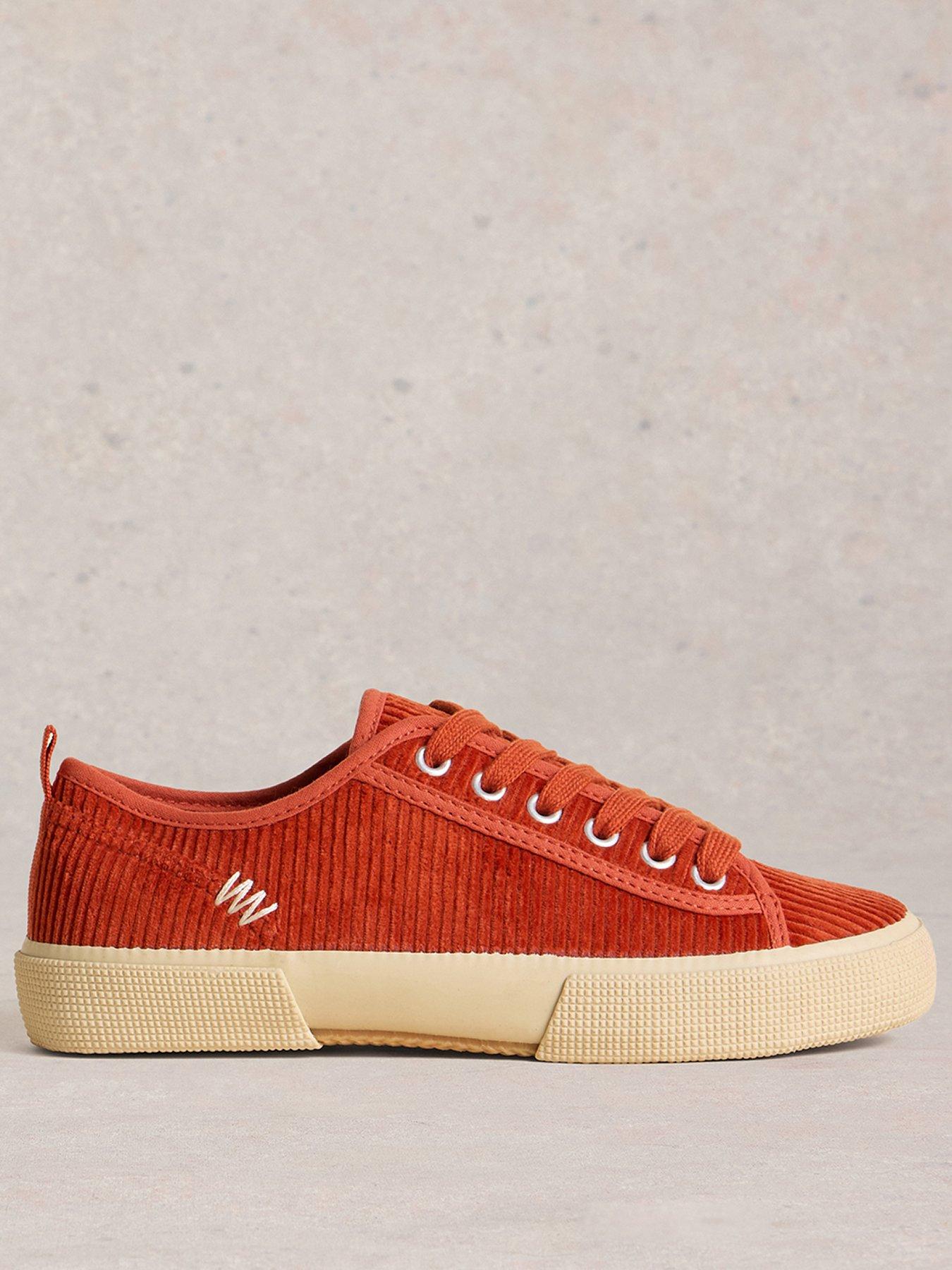 White Stuff Pippa Cord Lace Up Trainer - Orange