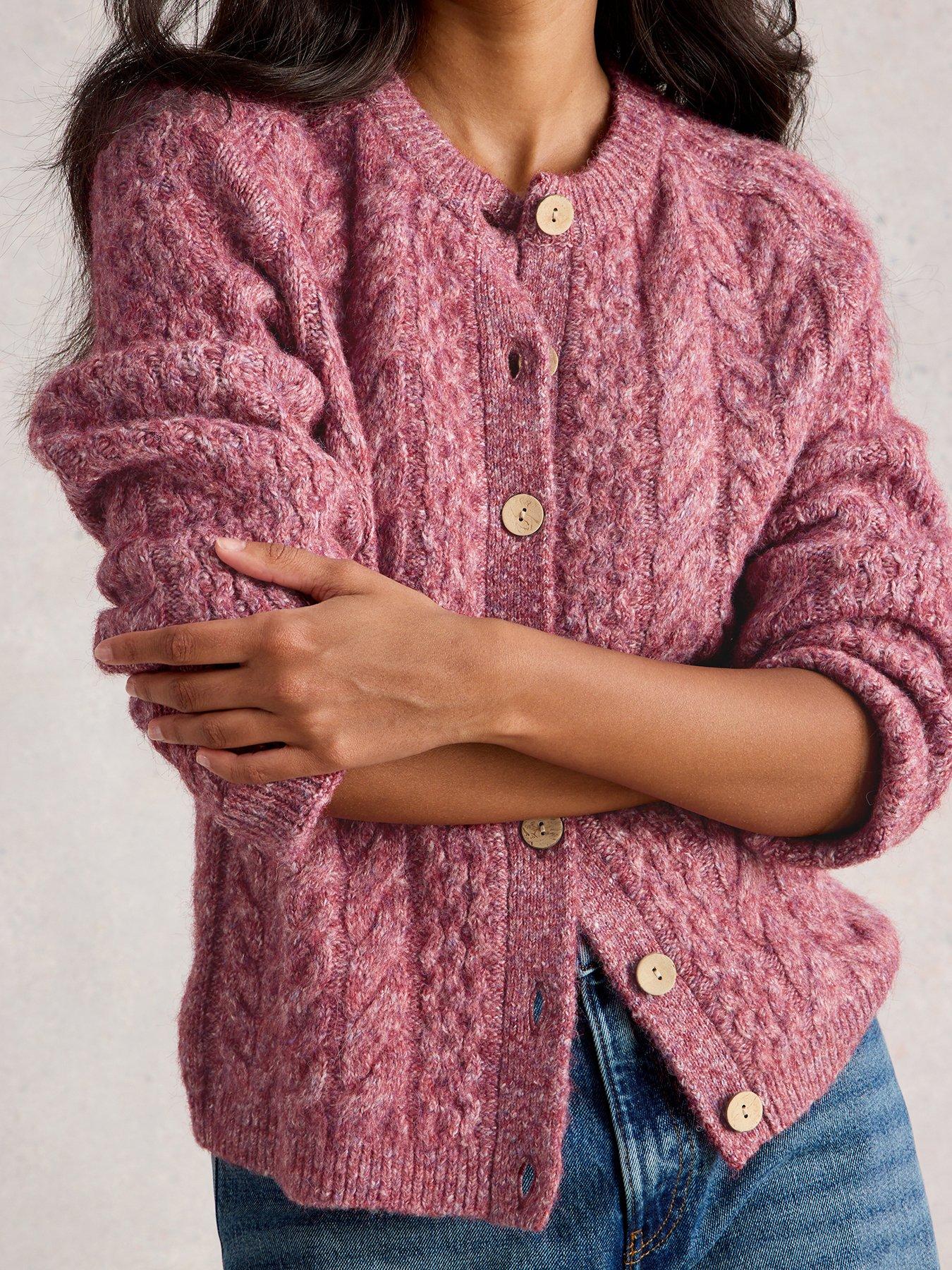 White Stuff Carly Cable Cardigan - Pink