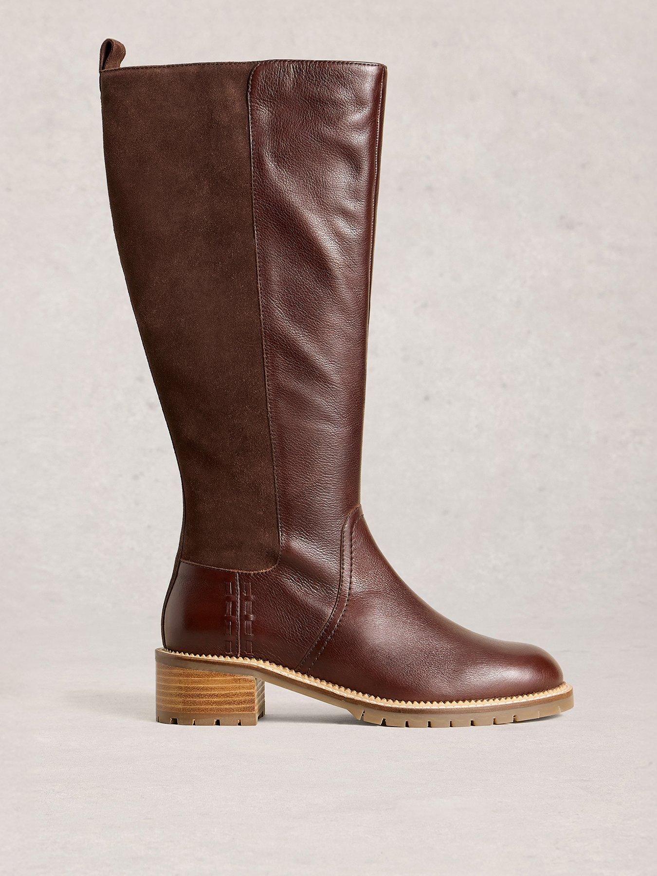 White Stuff Serena Leather Knee High Boot - Brown