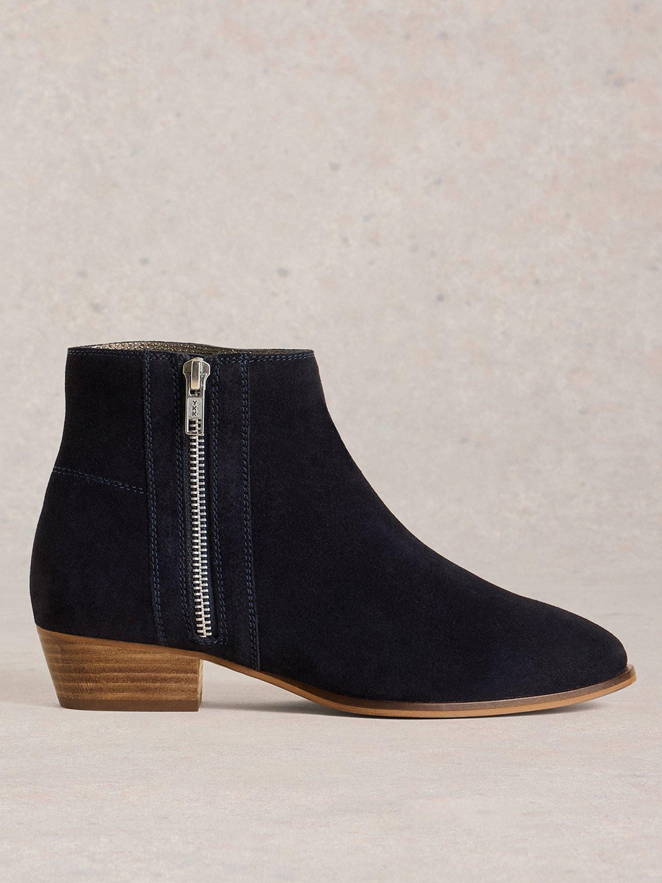 White Stuff Zoe Zip Ankle Boot - Navy