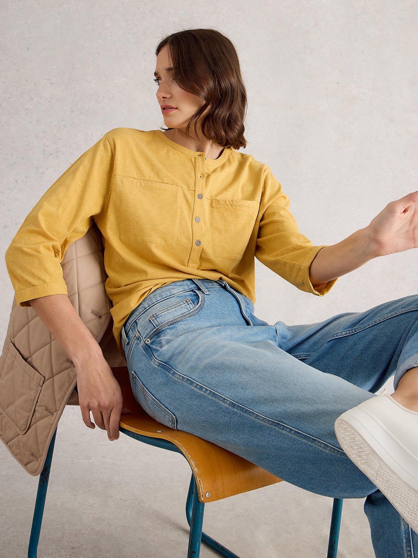 White Stuff Beth 3/4 Sleeve Shirt - Yellow