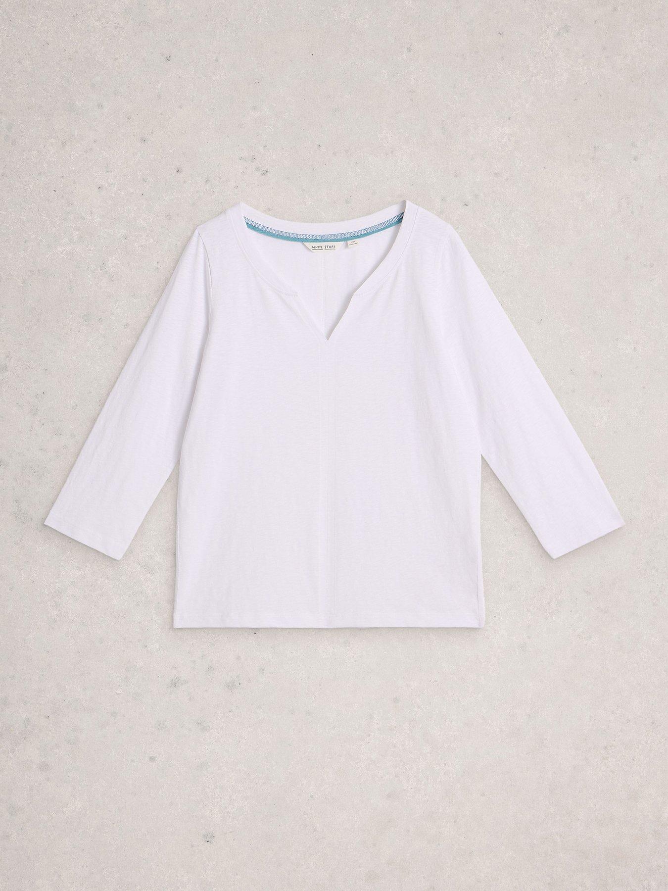 Image 5 of 6 of White Stuff Nelly 3/4 Sleeve T-Shirt - White