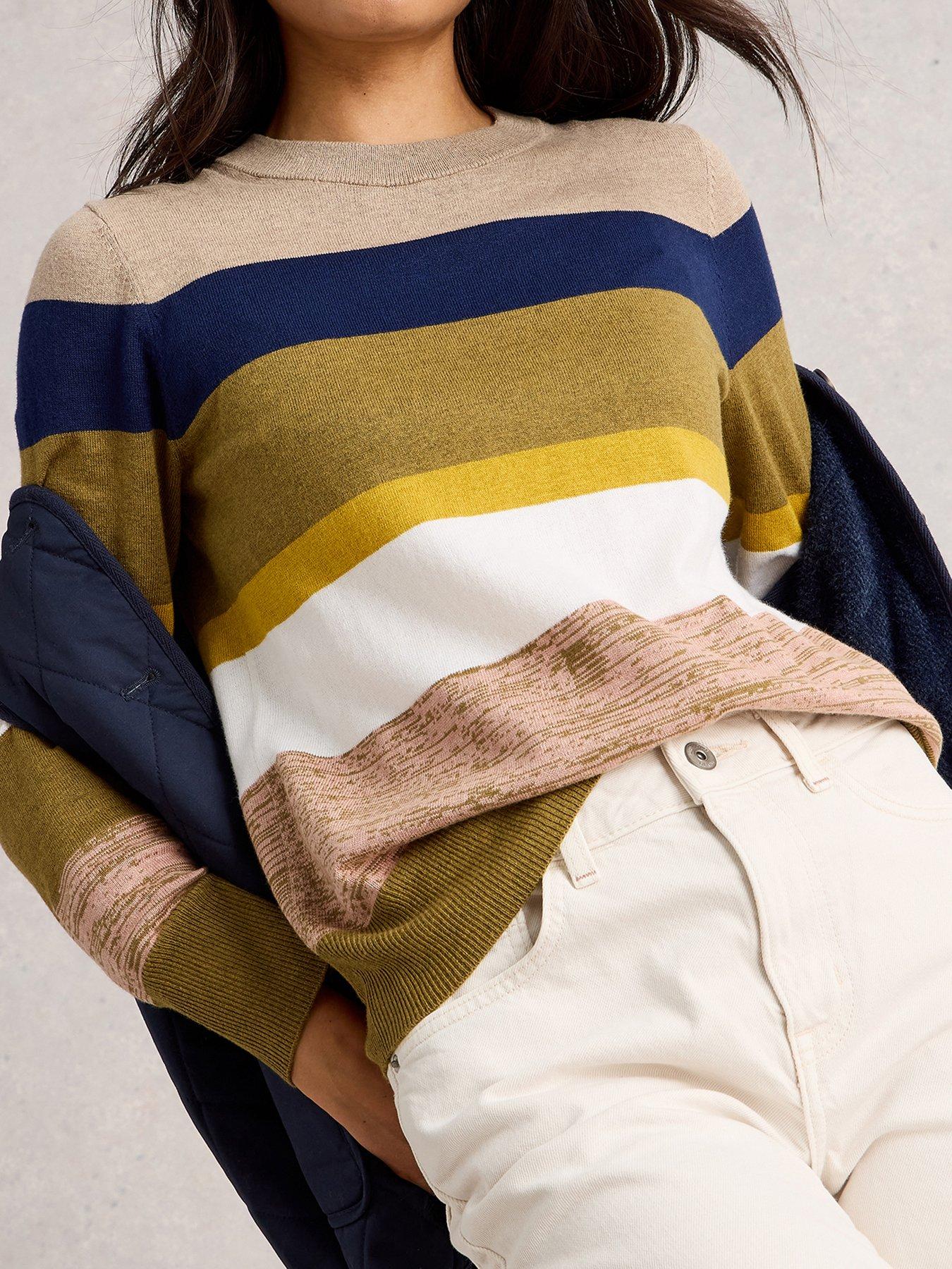 Image 1 of 6 of White Stuff Katie Stripe Jumper - Green