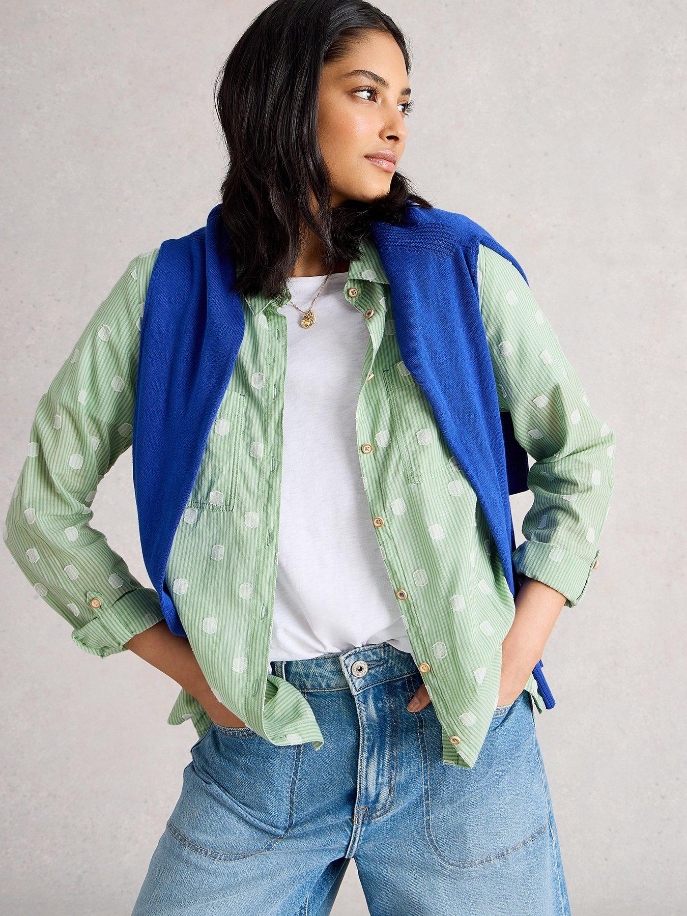 Image 4 of 6 of White Stuff Sophie Cotton Shirt - Green
