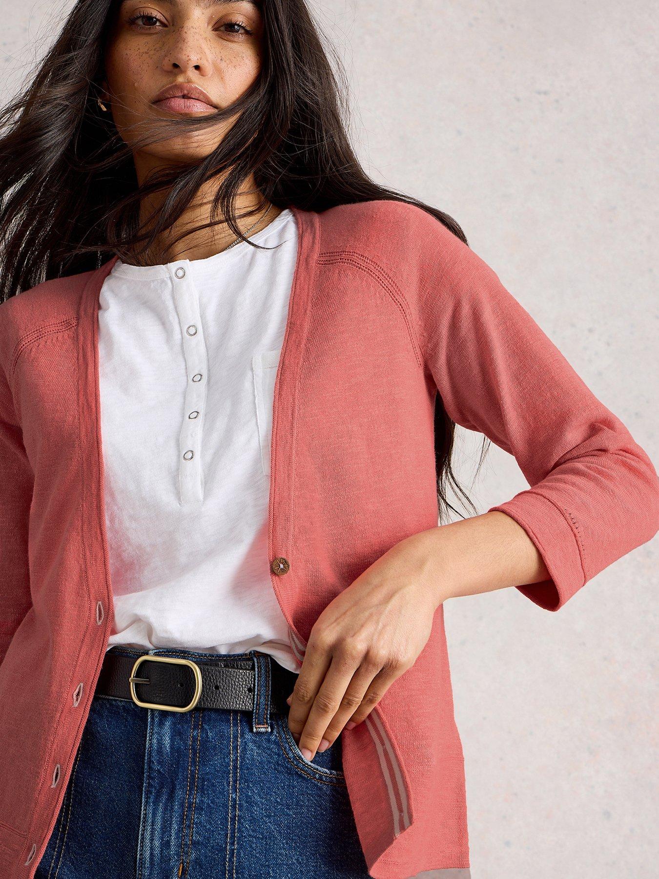 White Stuff Naria Linen Blend Cardi - Pink