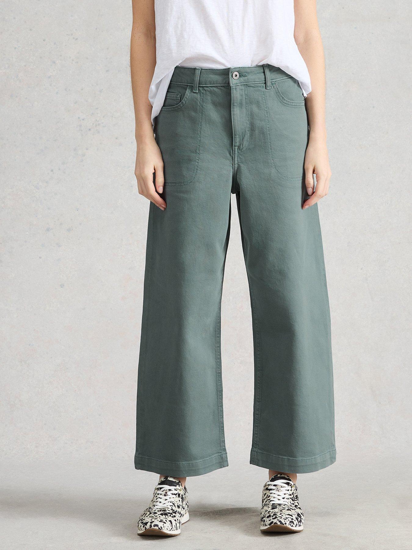 Image 1 of 6 of White Stuff Tia Wide Leg Crop Jean - Blue
