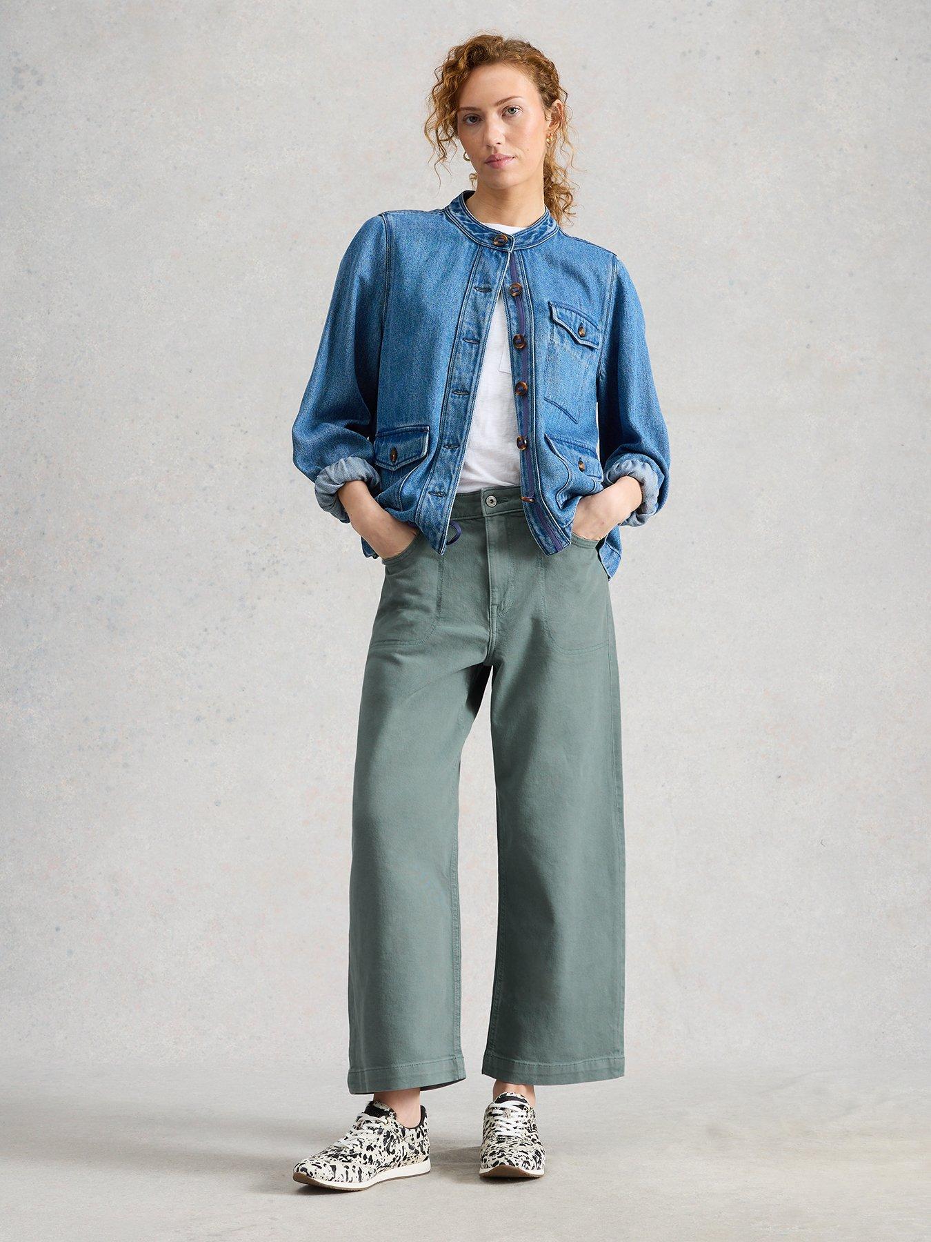 Image 3 of 6 of White Stuff Tia Wide Leg Crop Jean - Blue