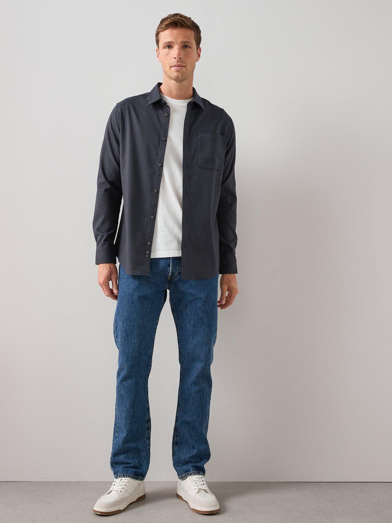 the-very-collection-long-sleeve-micro-dogtooth-shirt-navy