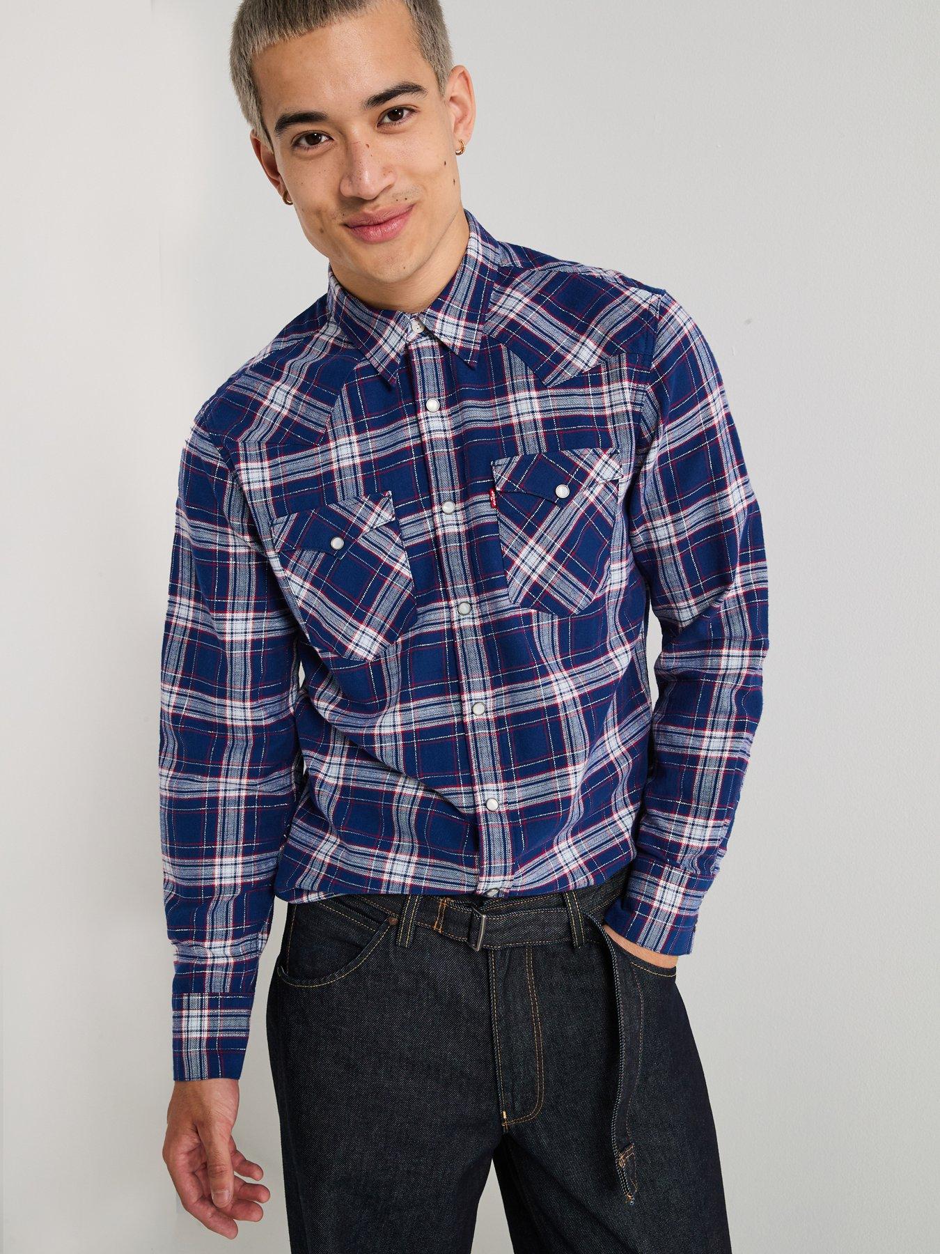 levis-levis-barstow-western-checked-button-down-shirt-dark-blue
