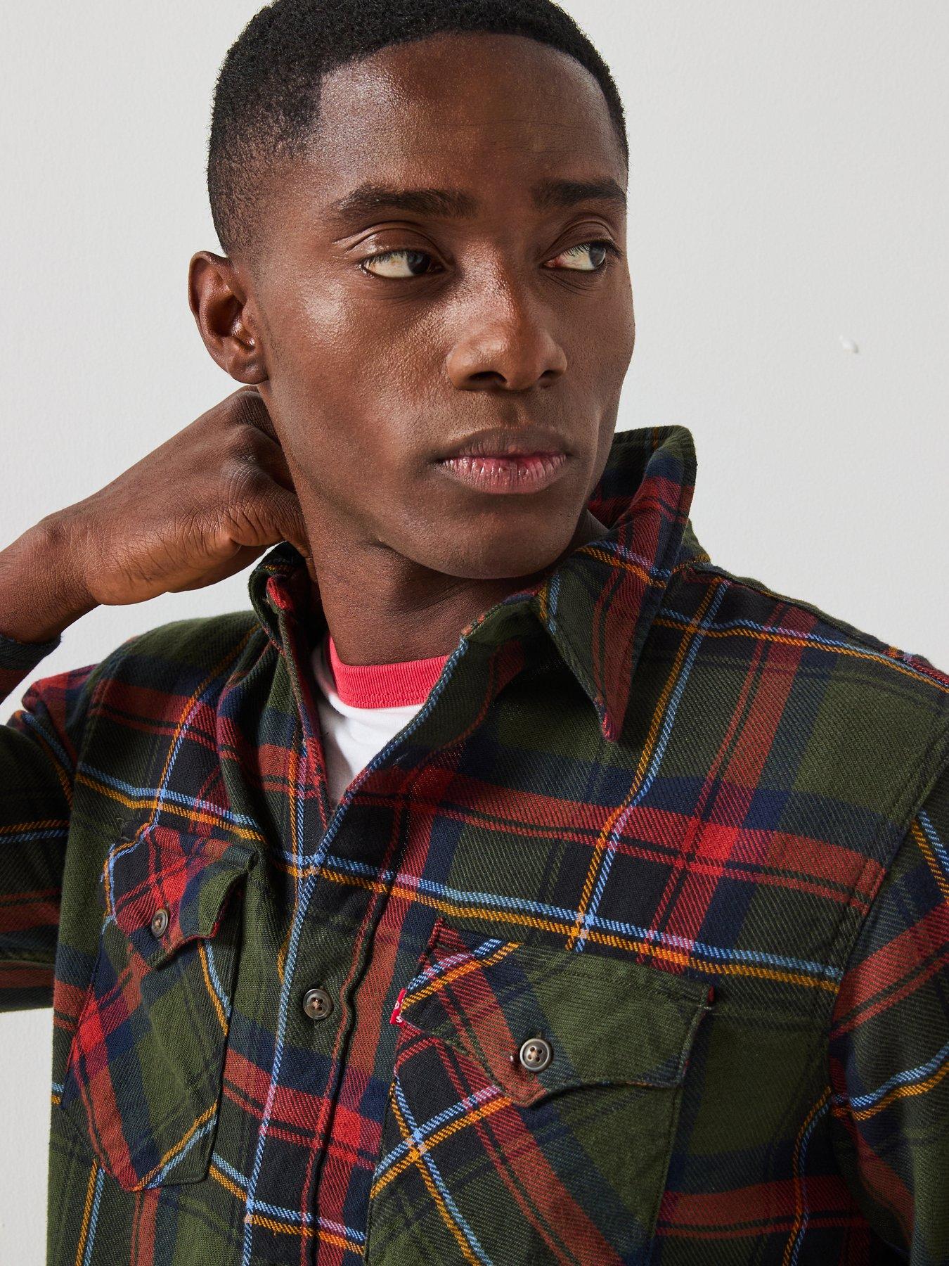 levis-relaxed-fit-western-button-down-gingham-shirt--redoutfit