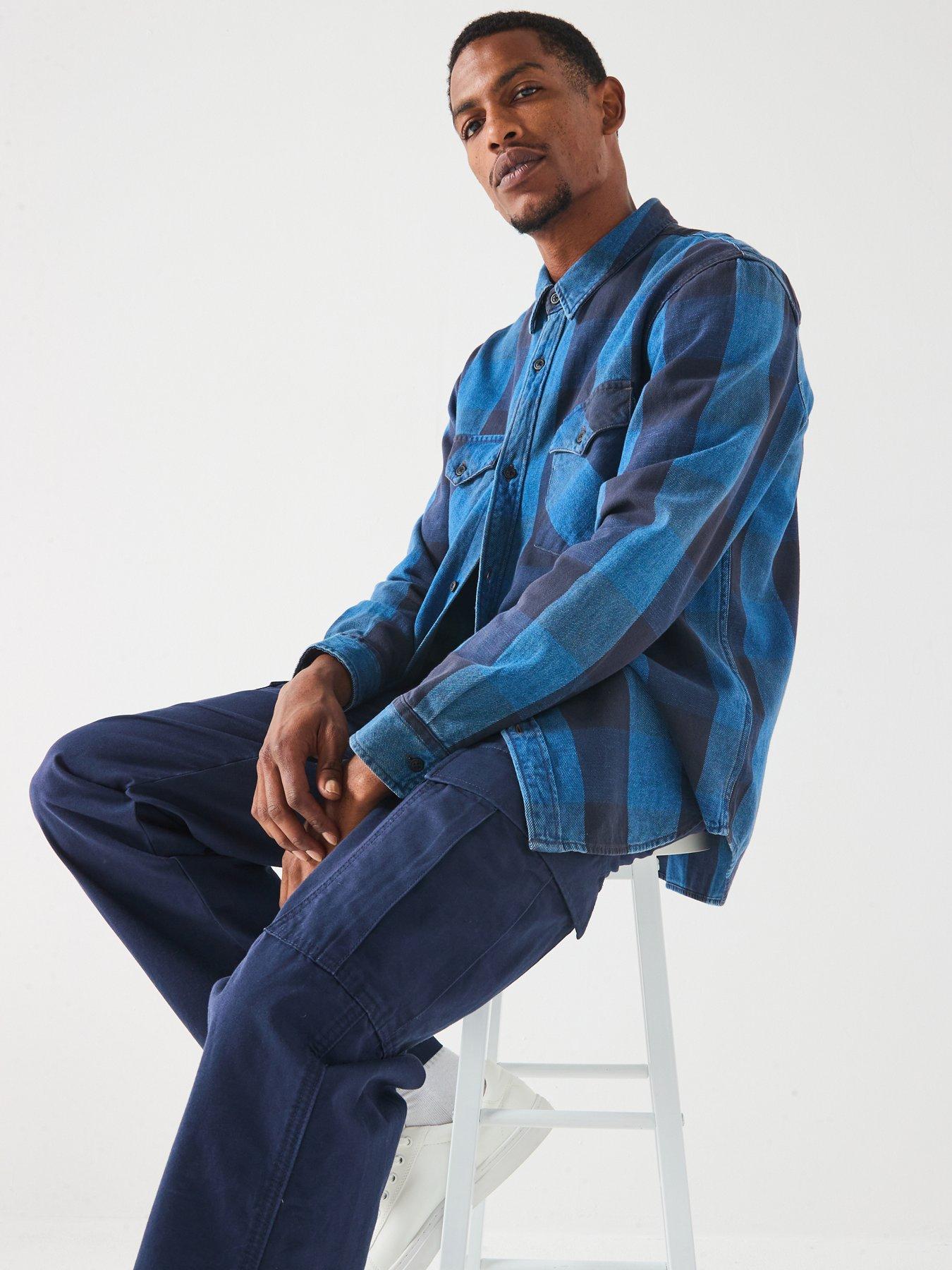 levis-relaxed-fit-western-button-down-long-sleeve-striped-shirt--blueoutfit