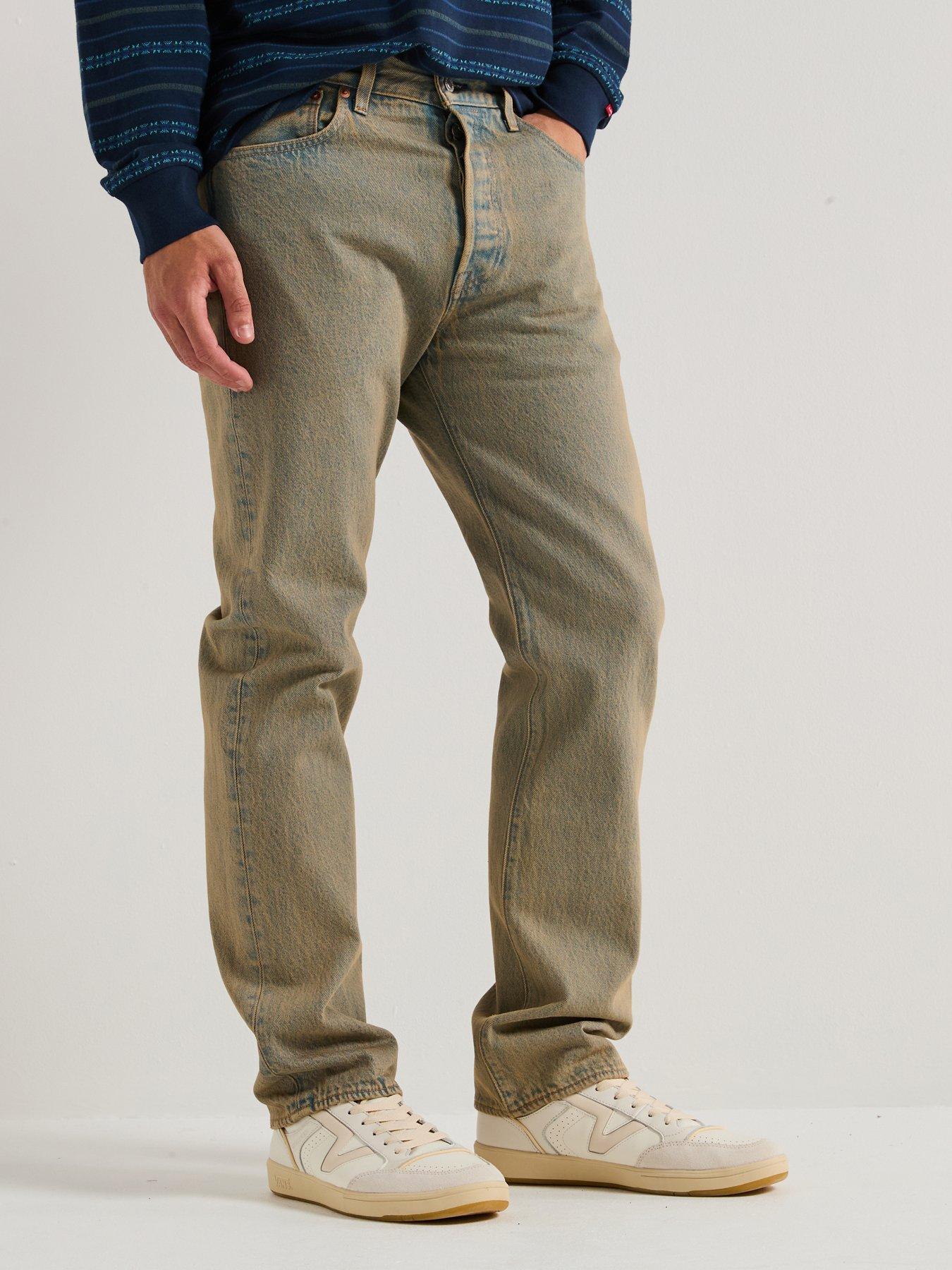 undefined Levi's 501 Original Straight Fit Washed Jeans- Mannas Od- Beige
