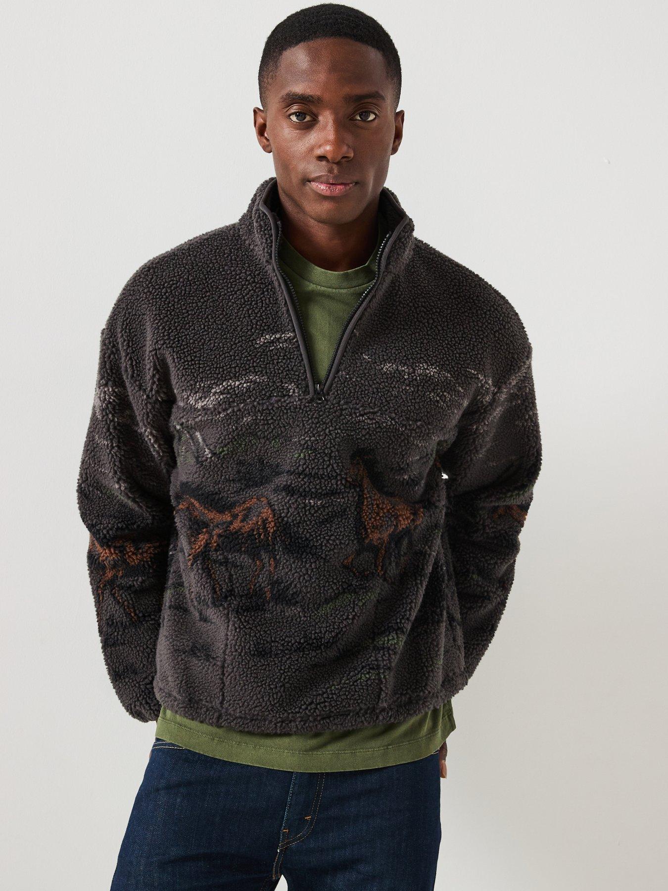 Image 1 of 6 of Levi's Levis Running Horses Sherpa Quarter Zip Jacket - Brown