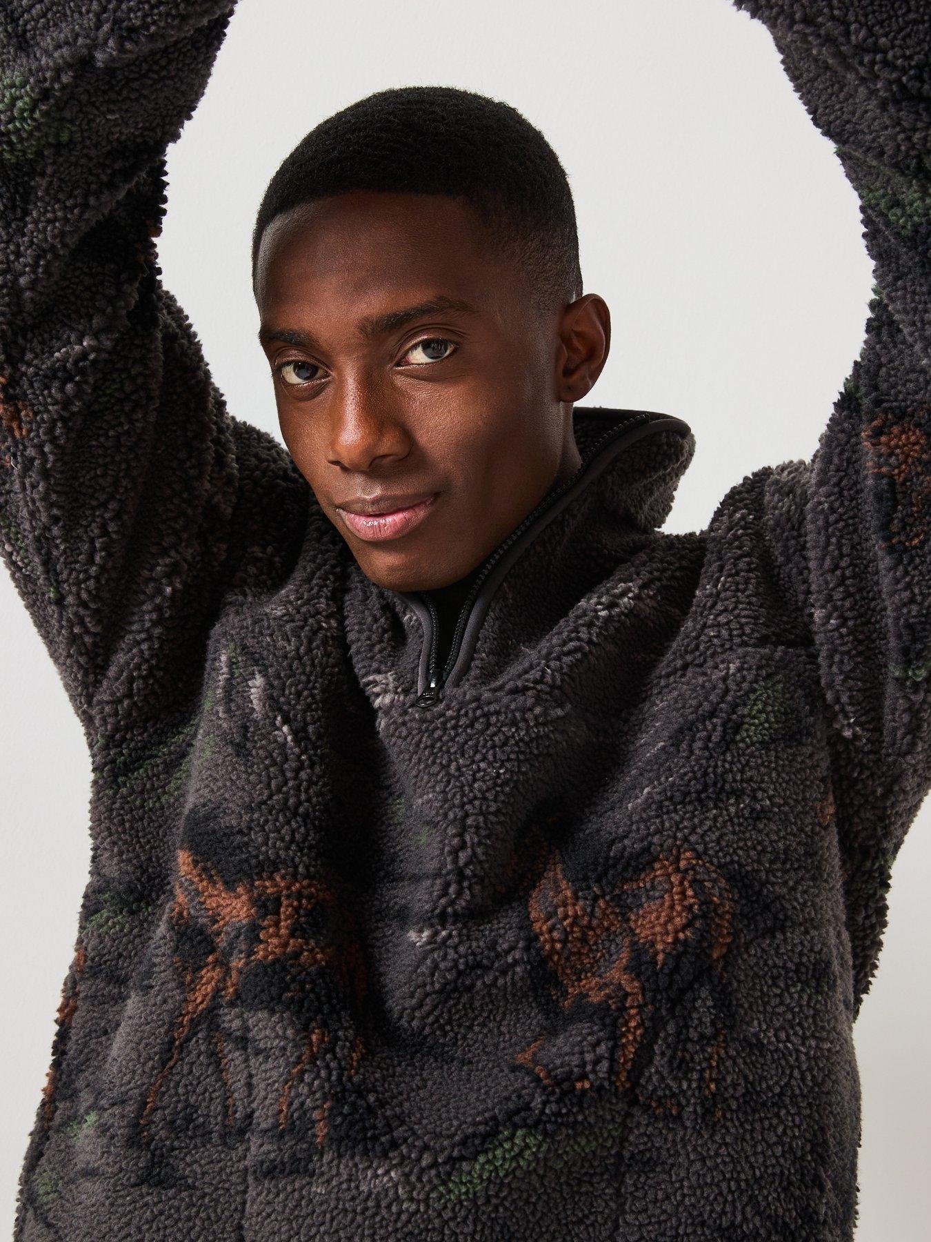 Image 5 of 6 of Levi's Levis Running Horses Sherpa Quarter Zip Jacket - Brown