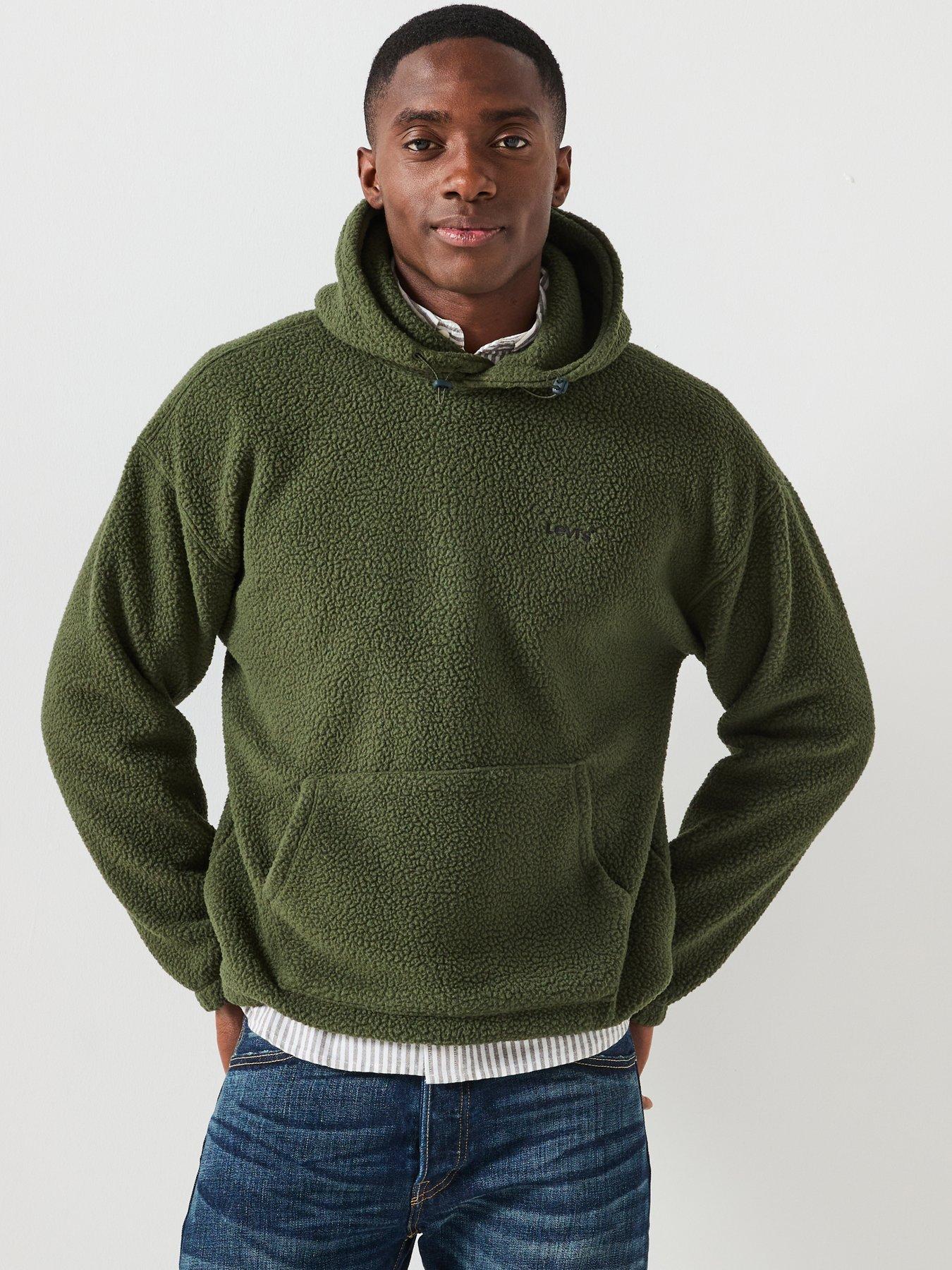 Image 1 of 6 of Levi's Cozy Up Sherpa Pullover Hoodie - Green