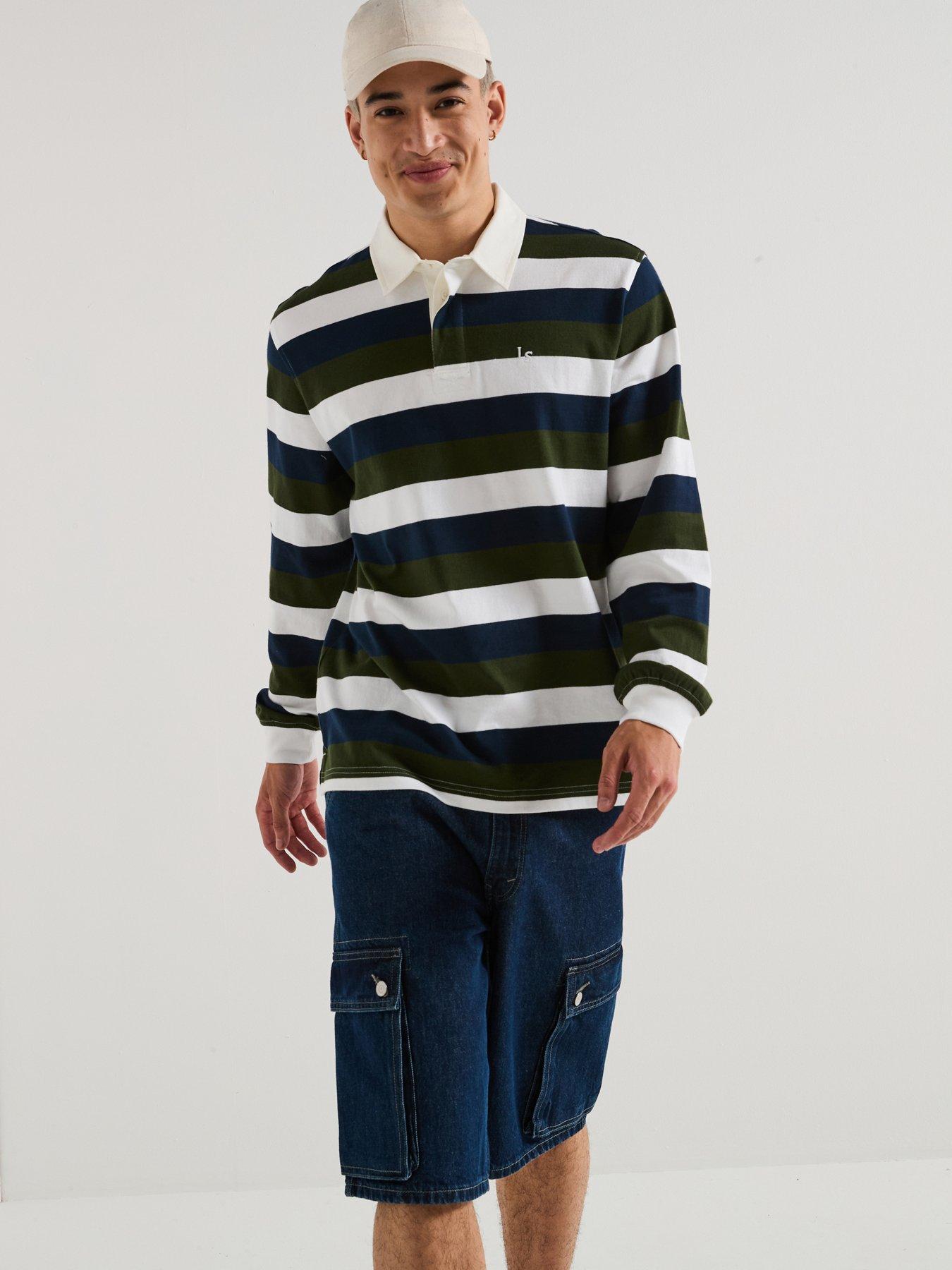 Image 1 of 6 of Levi's Union Long Sleeve Striped Rugby Polo Shirt - Multi