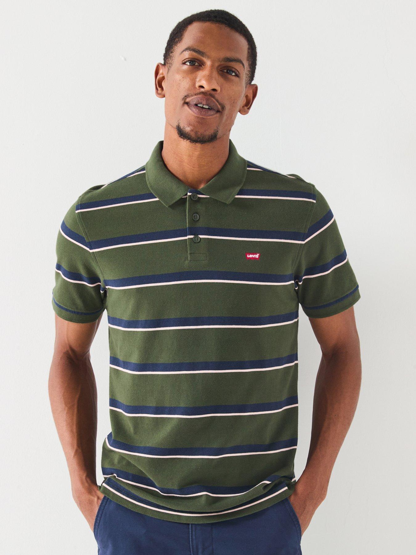Levi's Levis Housemark Logo Short Sleeve Striped Polo Shirt - Green