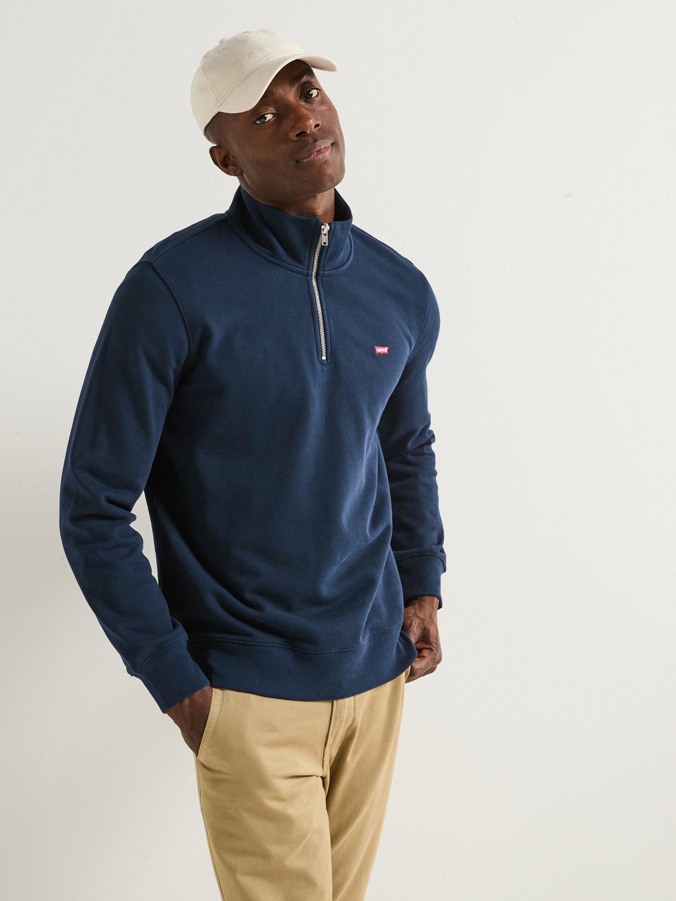 Image 1 of 6 of Levi's Original Hallmark Logo 1/4 Zip Sweat Top - Navy