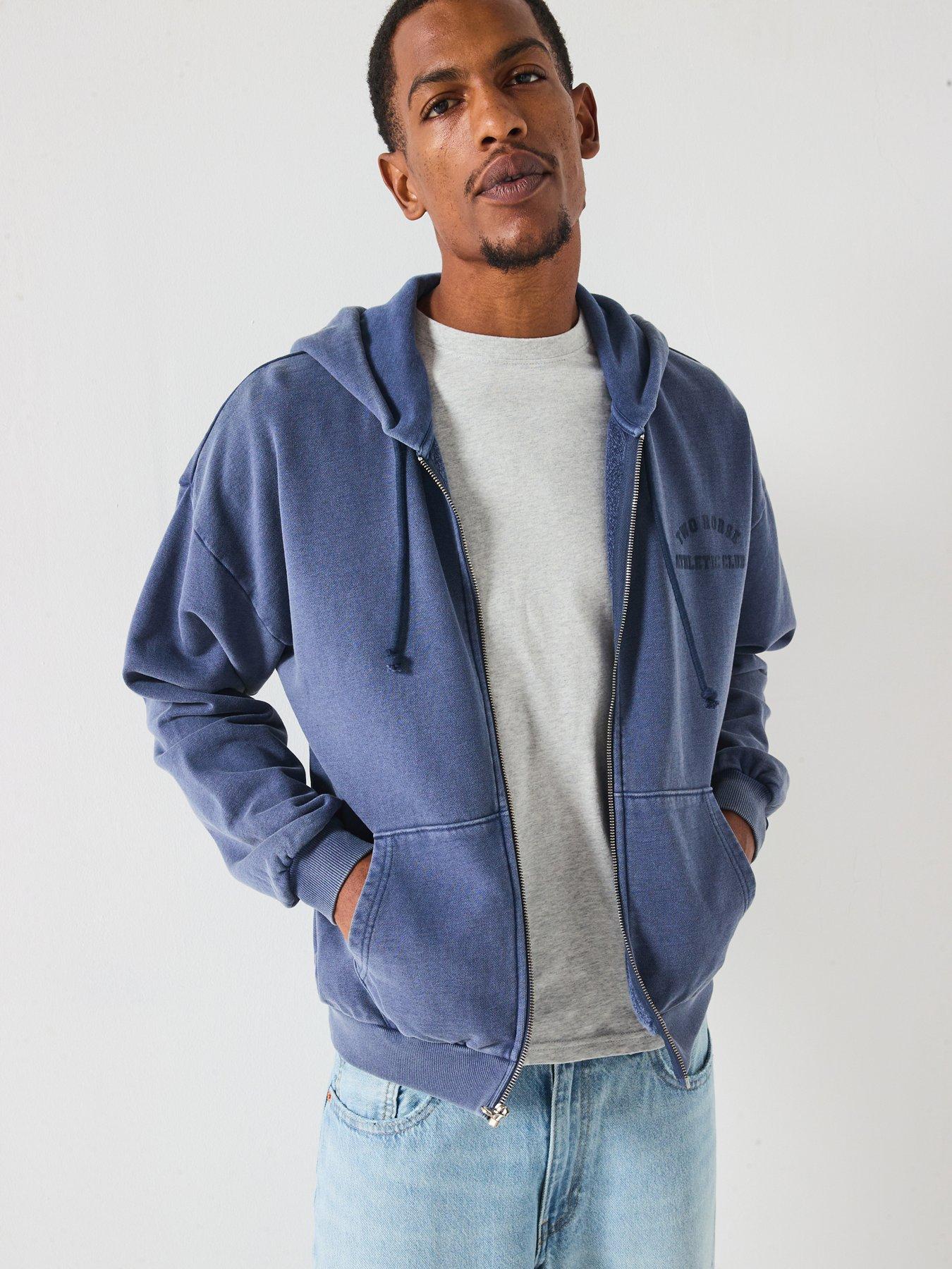 Levi's Two Horse Cropped Fleece Zip Through Hoodie - Blue