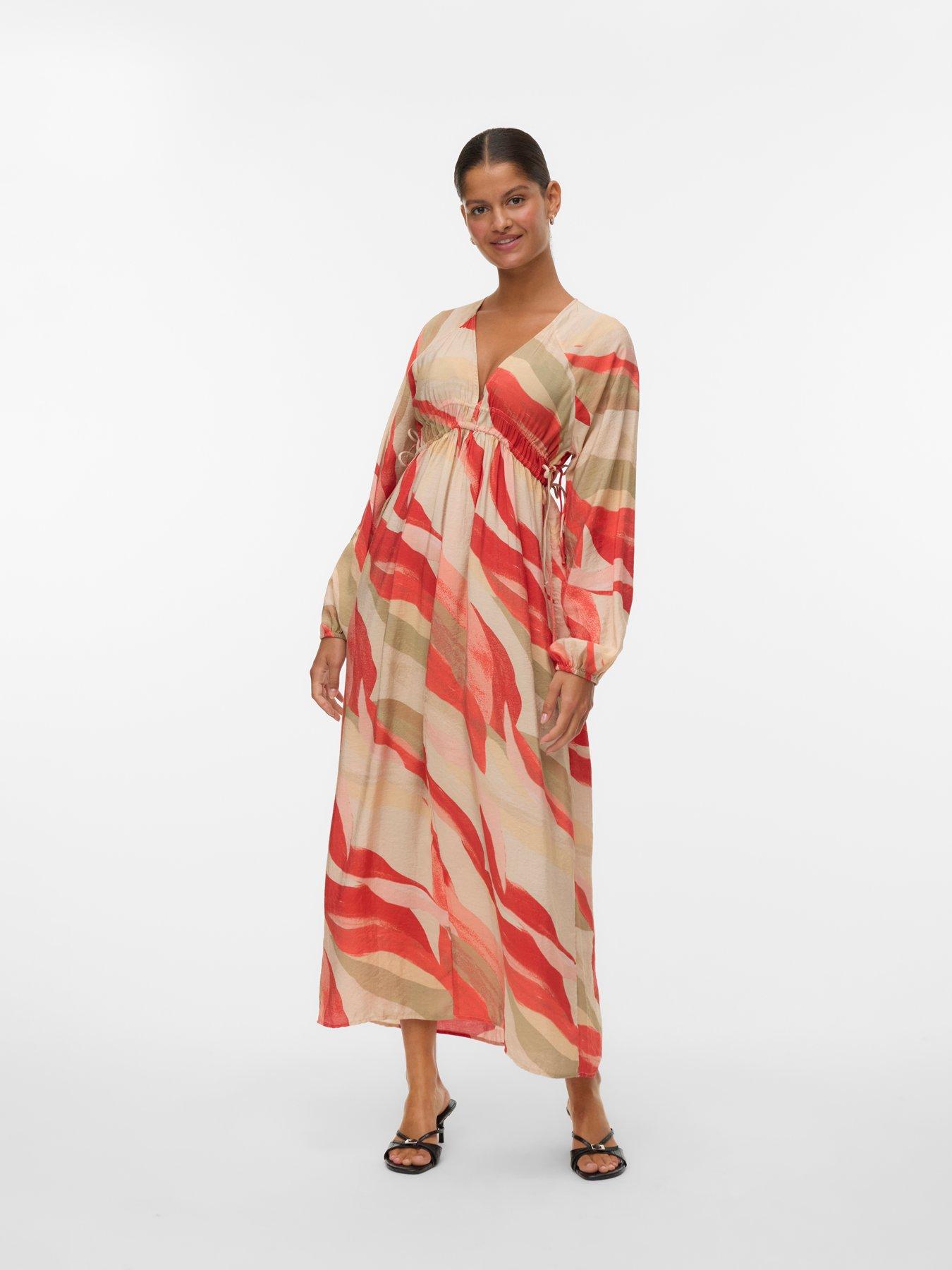 Vero Moda Tyra Long Sleeve V-neck Dress - Multi