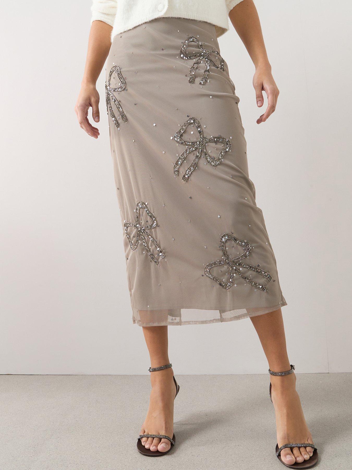 the-very-collection-bow-detail-embellished-midi-skirt-co-ord-grey