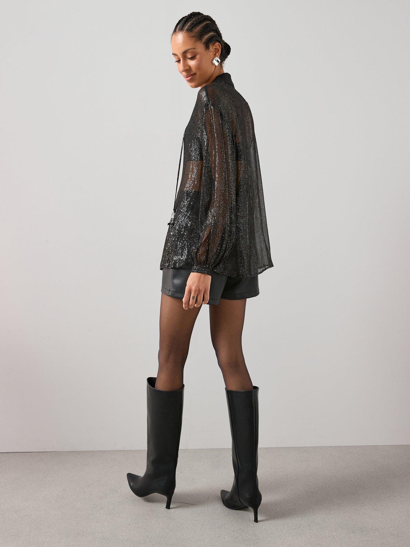 the-very-collection-tassel-lurex-longline-shirt-blackdetail