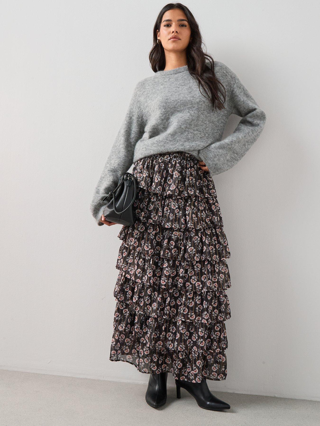the-very-collection-floral-tiered-maxi-skirt-black
