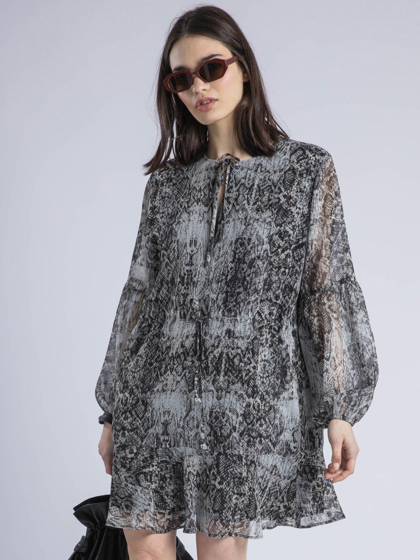 religion-eternity-mini-dress-with-neck-tie-in-snake-skin-print-natural
