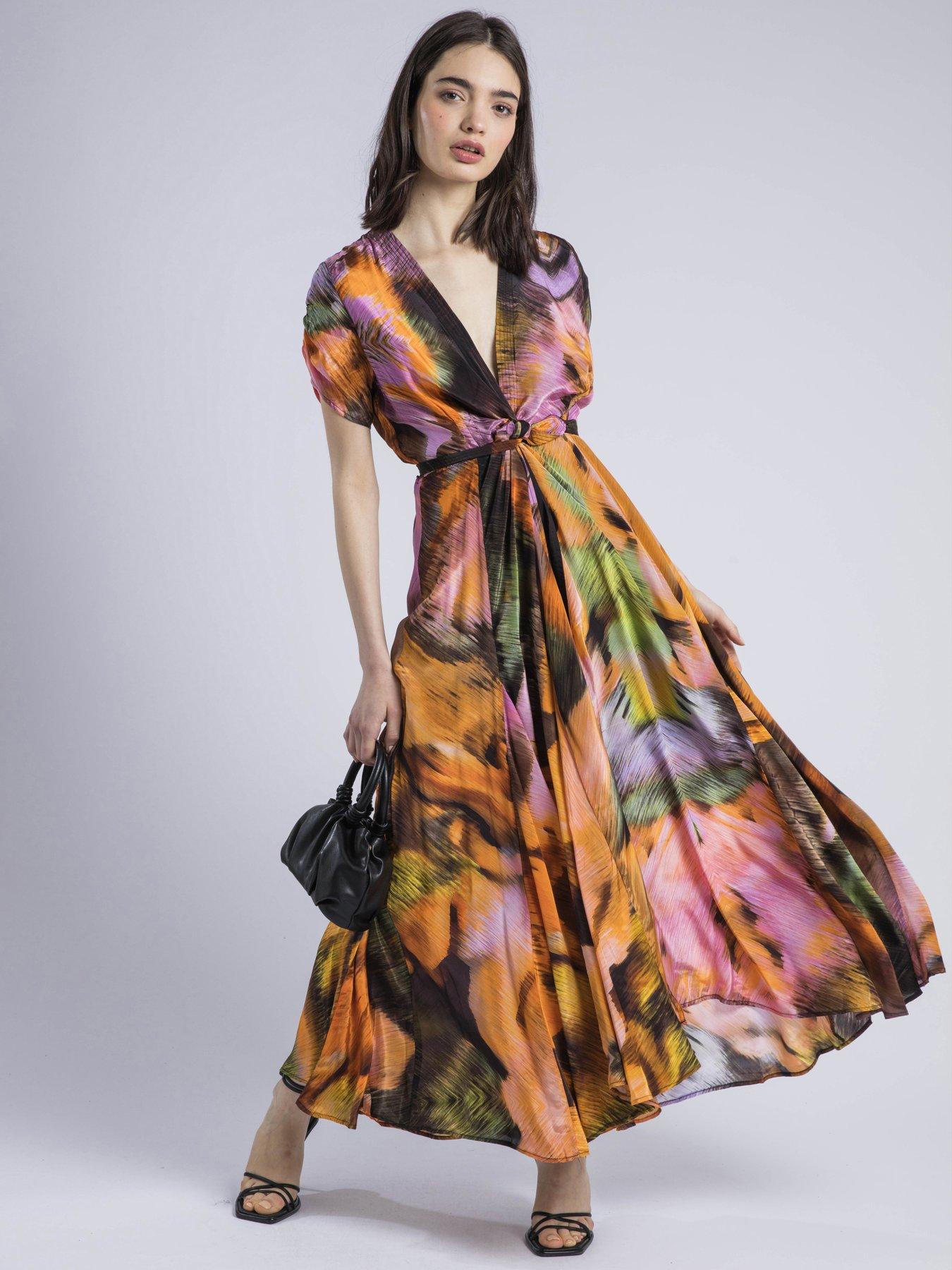 religion-crest-maxi-wrap-dress-in-silky-fabric-in-obscure-orange-print-orange