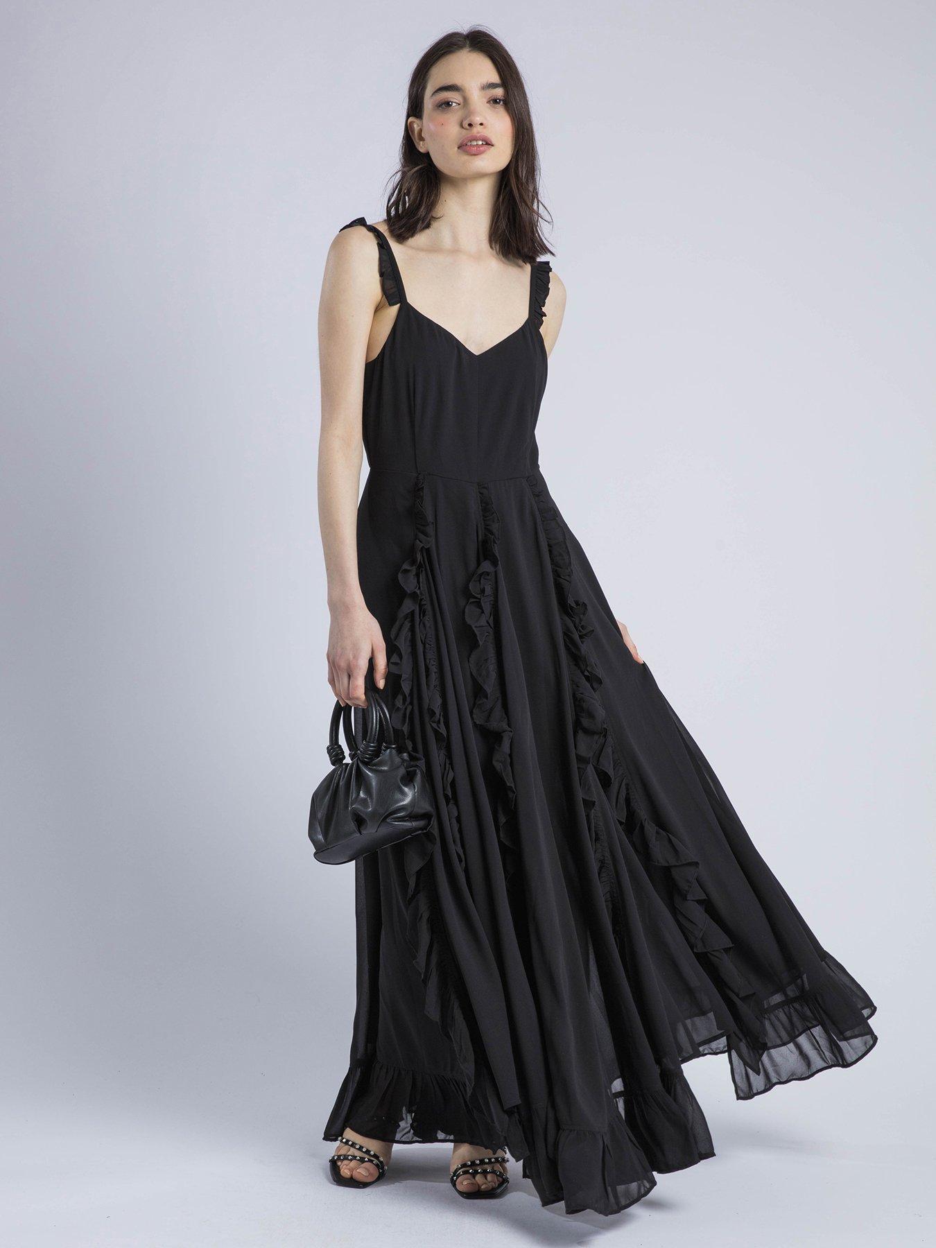 Image 3 of 6 of Religion Kate Maxi Ruffle Dress With Spaghetti Straps - Black