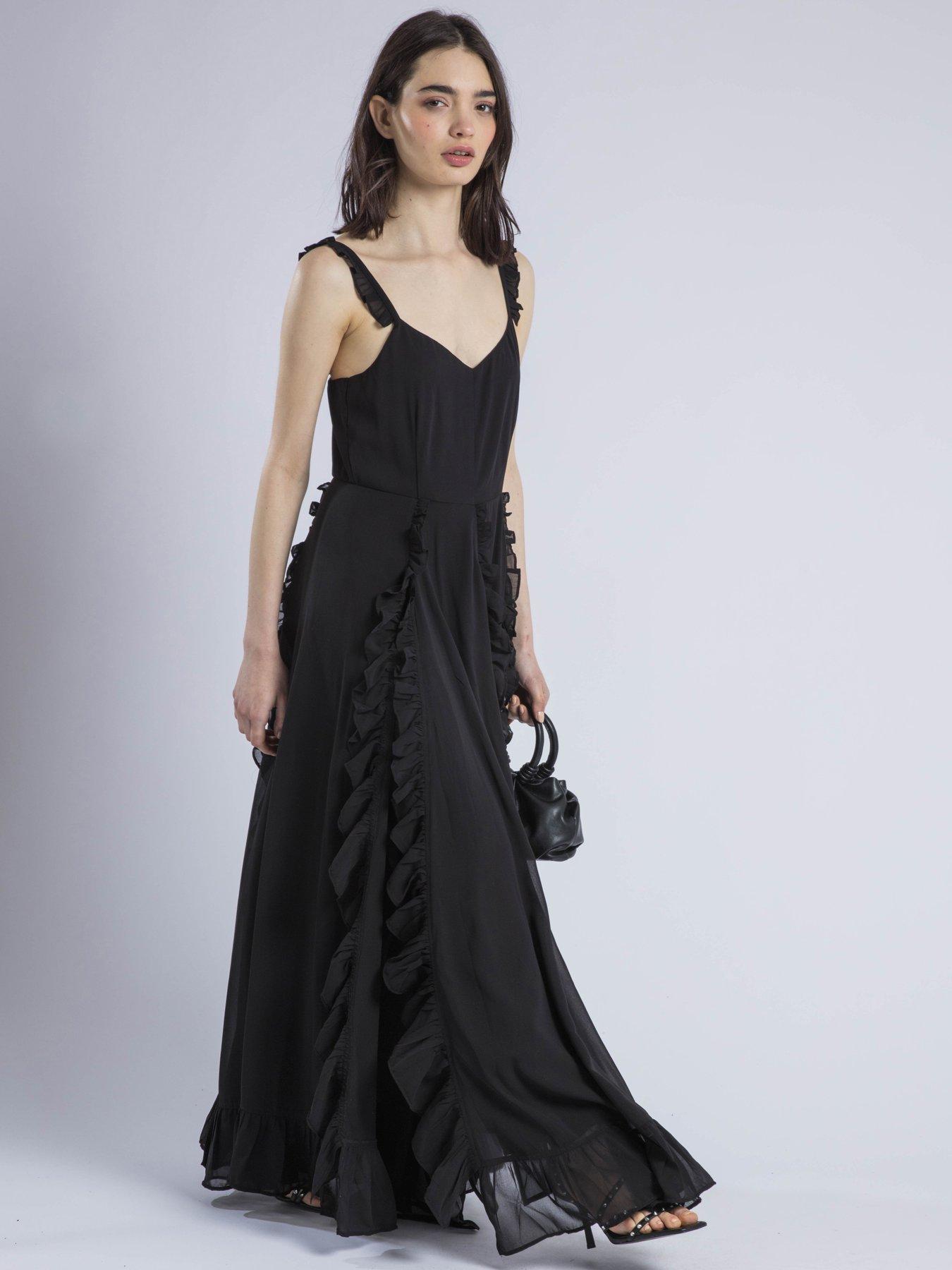 Image 5 of 6 of Religion Kate Maxi Ruffle Dress With Spaghetti Straps - Black