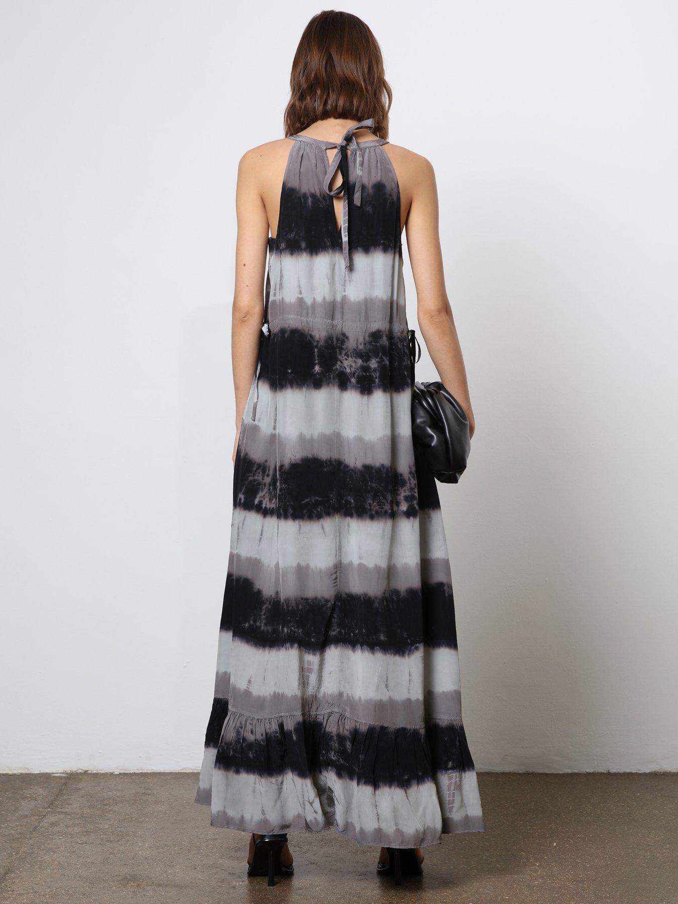 Image 2 of 6 of Religion Unknown Maxi Dress In Tie Dye Stripe - Black