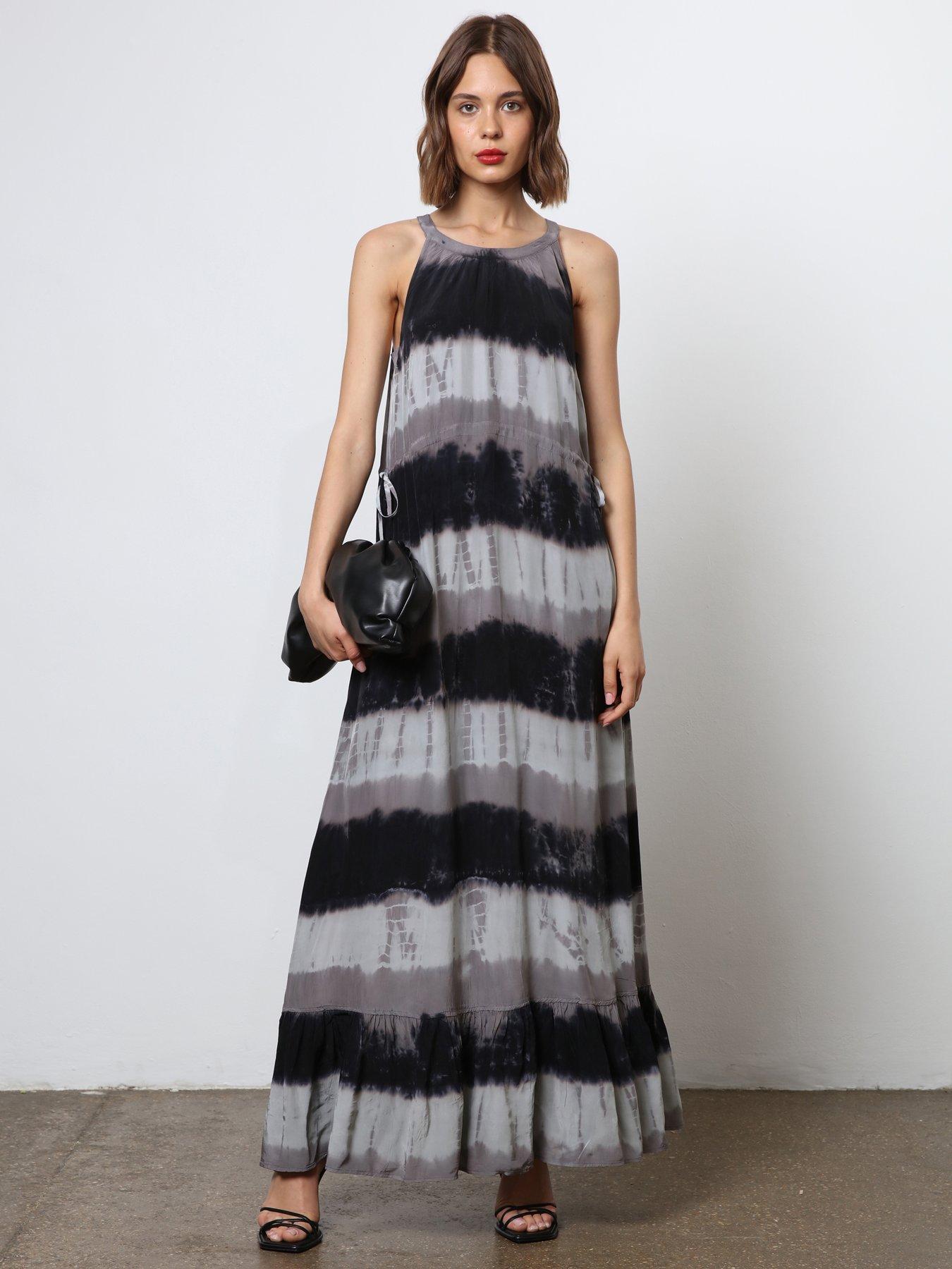 Image 4 of 6 of Religion Unknown Maxi Dress In Tie Dye Stripe - Black