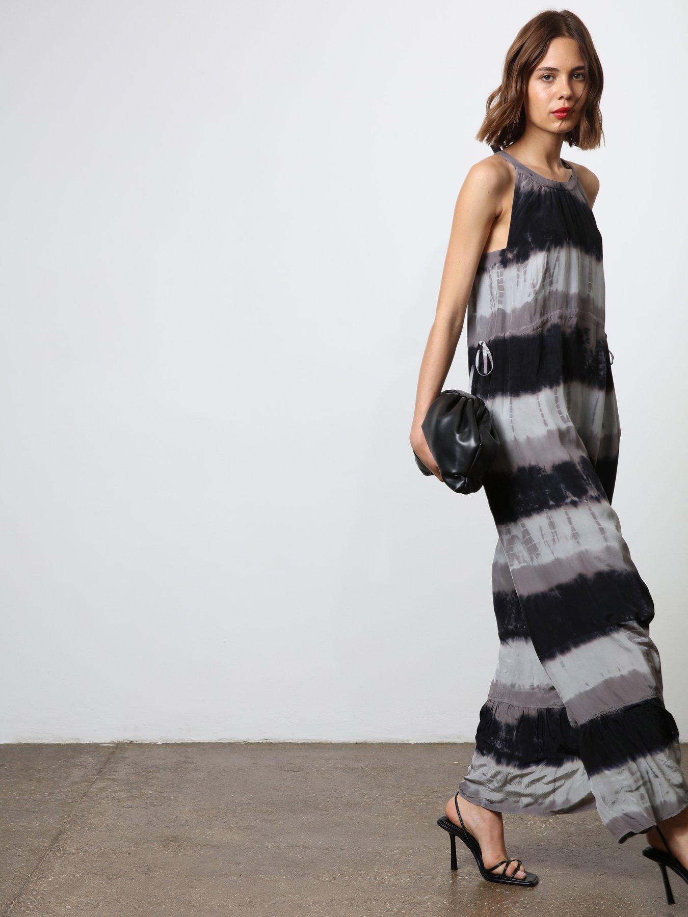 Image 5 of 6 of Religion Unknown Maxi Dress In Tie Dye Stripe - Black