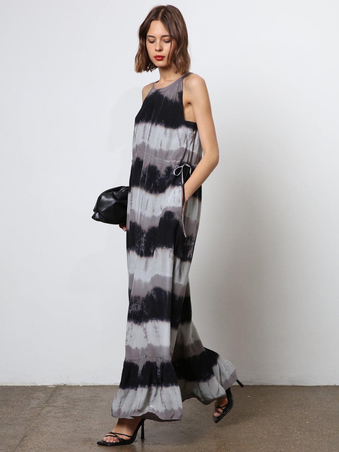 Image 6 of 6 of Religion Unknown Maxi Dress In Tie Dye Stripe - Black