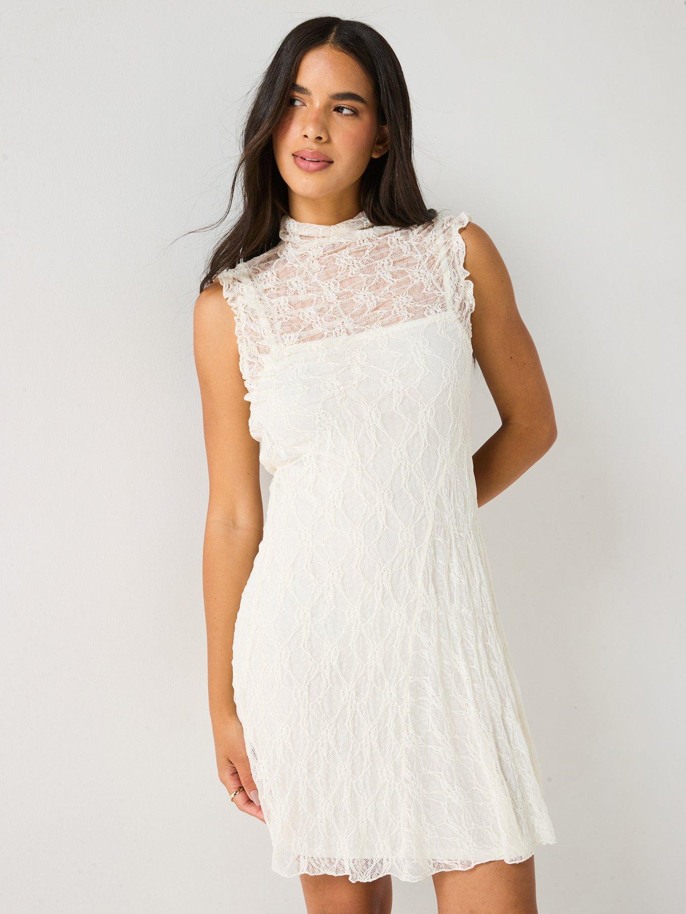 Vero Moda Lisa Short Sleeve Mini Dress - Cream