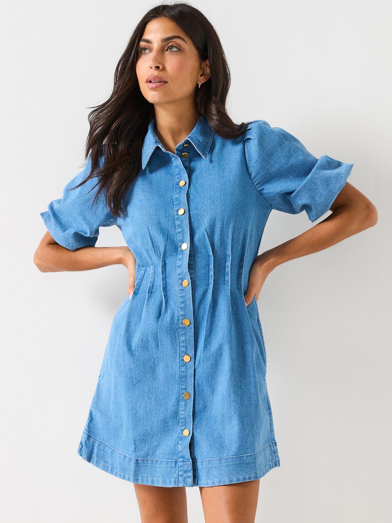 Vero Moda Cassidy Denim Mini Denim Dress - Blue