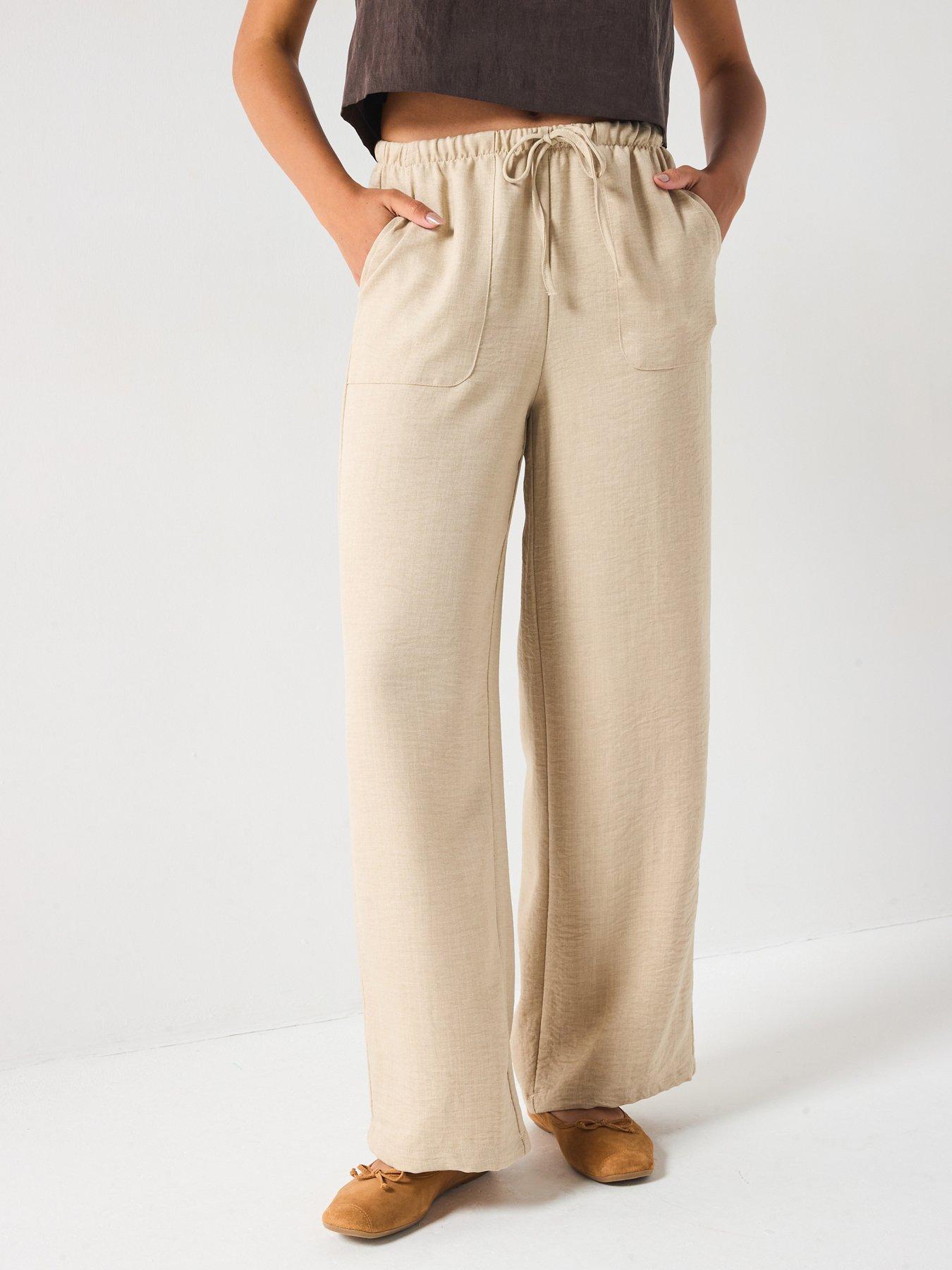 Vero Moda Melaney High Waist Loose Trouser- Beige