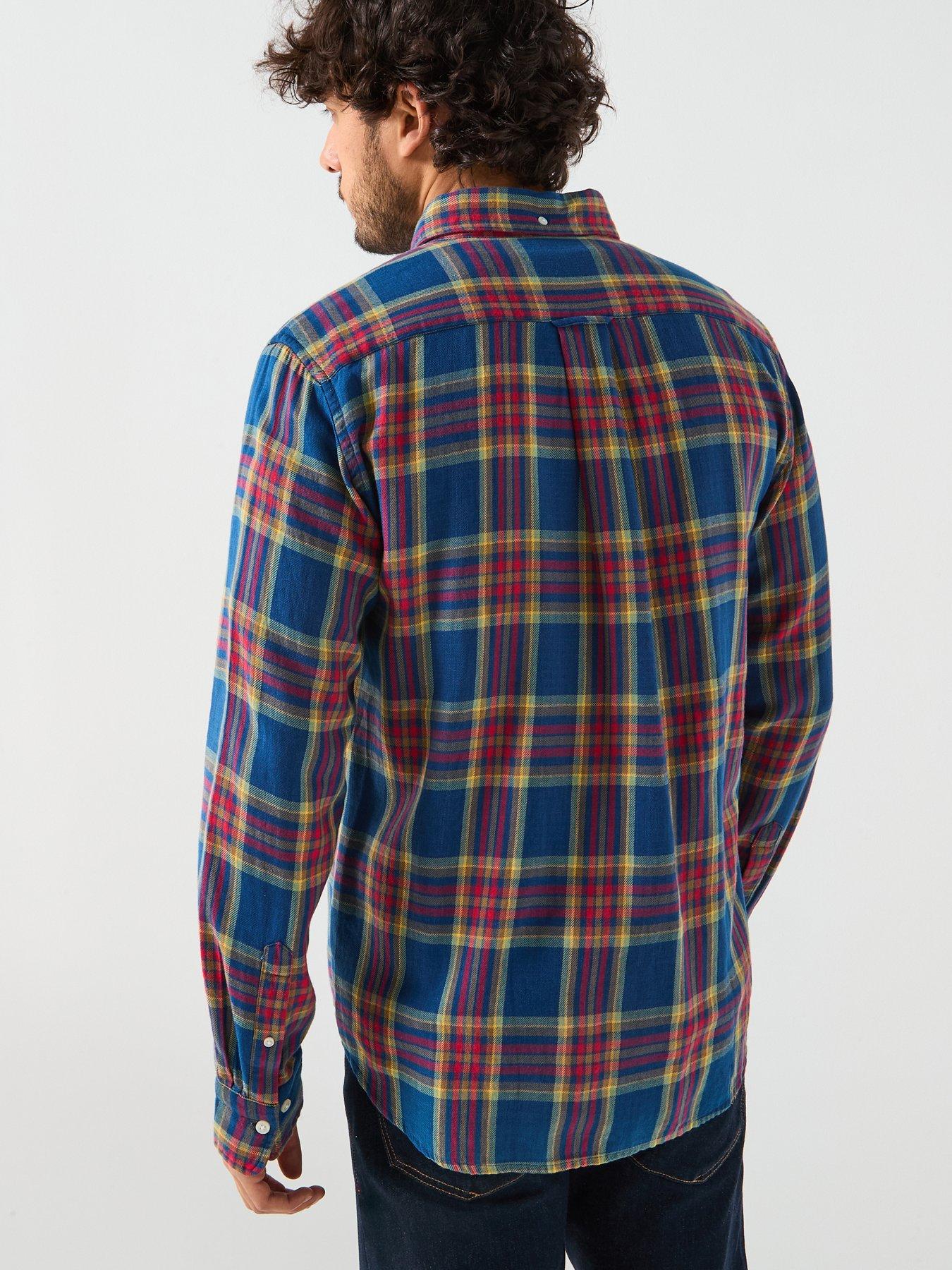 gant-regular-fit-indigo-twill-long-sleeve-check-shirt-navystillFront
