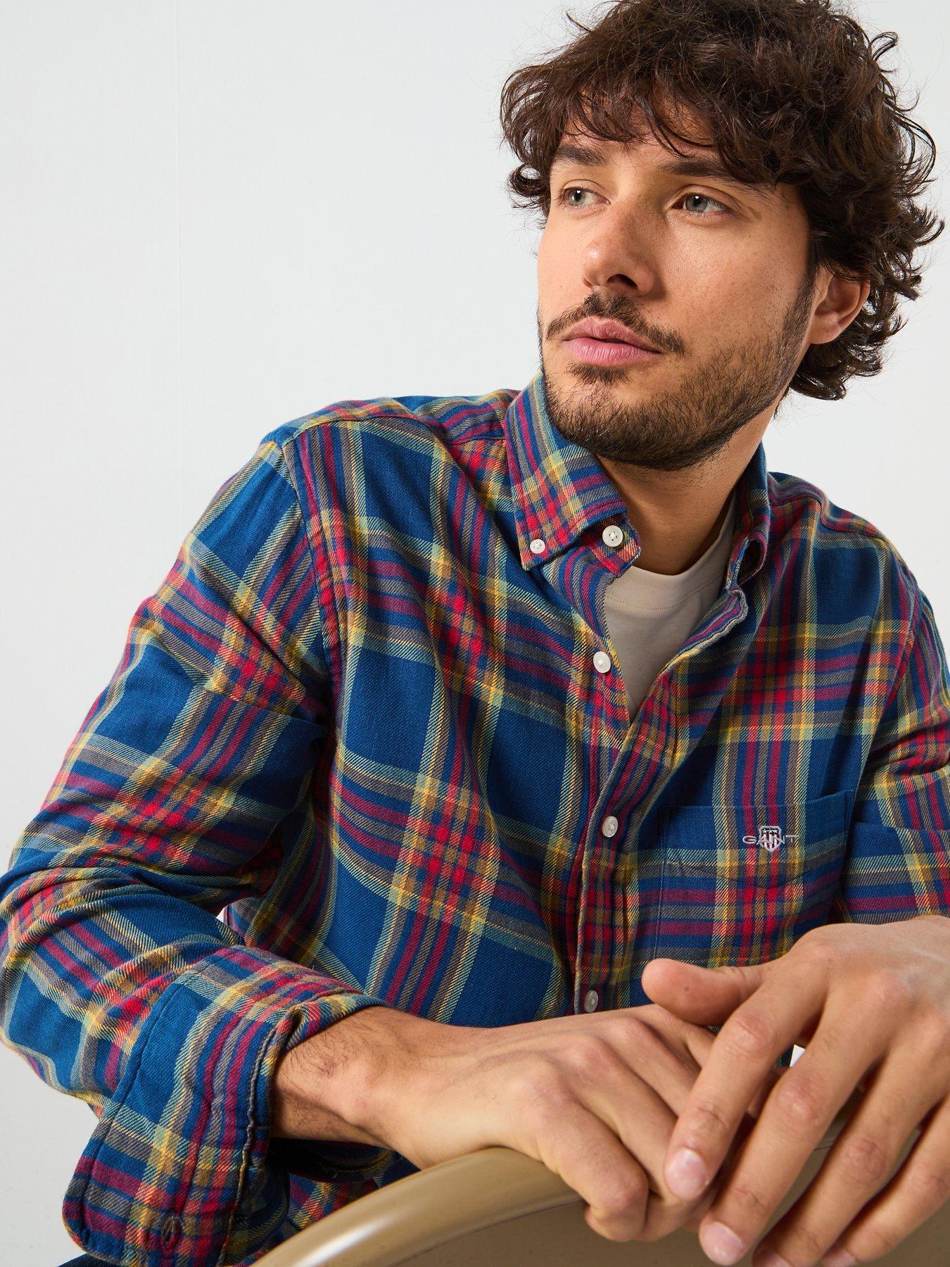 gant-regular-fit-indigo-twill-long-sleeve-check-shirt-navyoutfit