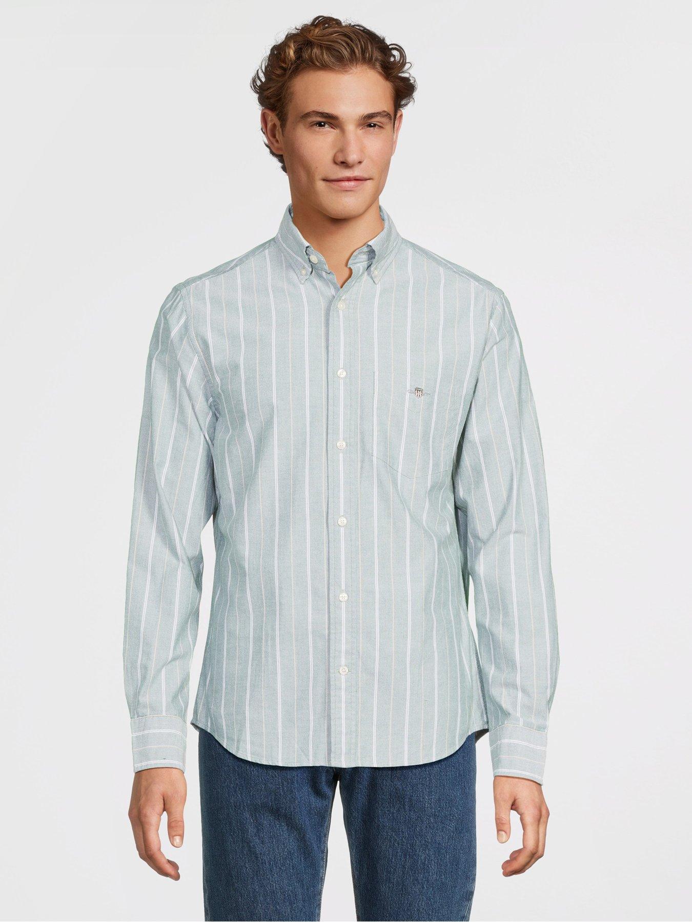 GANT Regular Fit Classic Striped Oxford Long Sleeve Shirt - Green