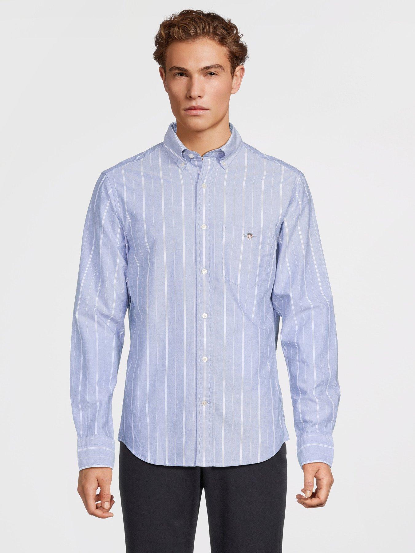 GANT Regular Fit Classic Striped Oxford Long Sleeve Shirt - Blue