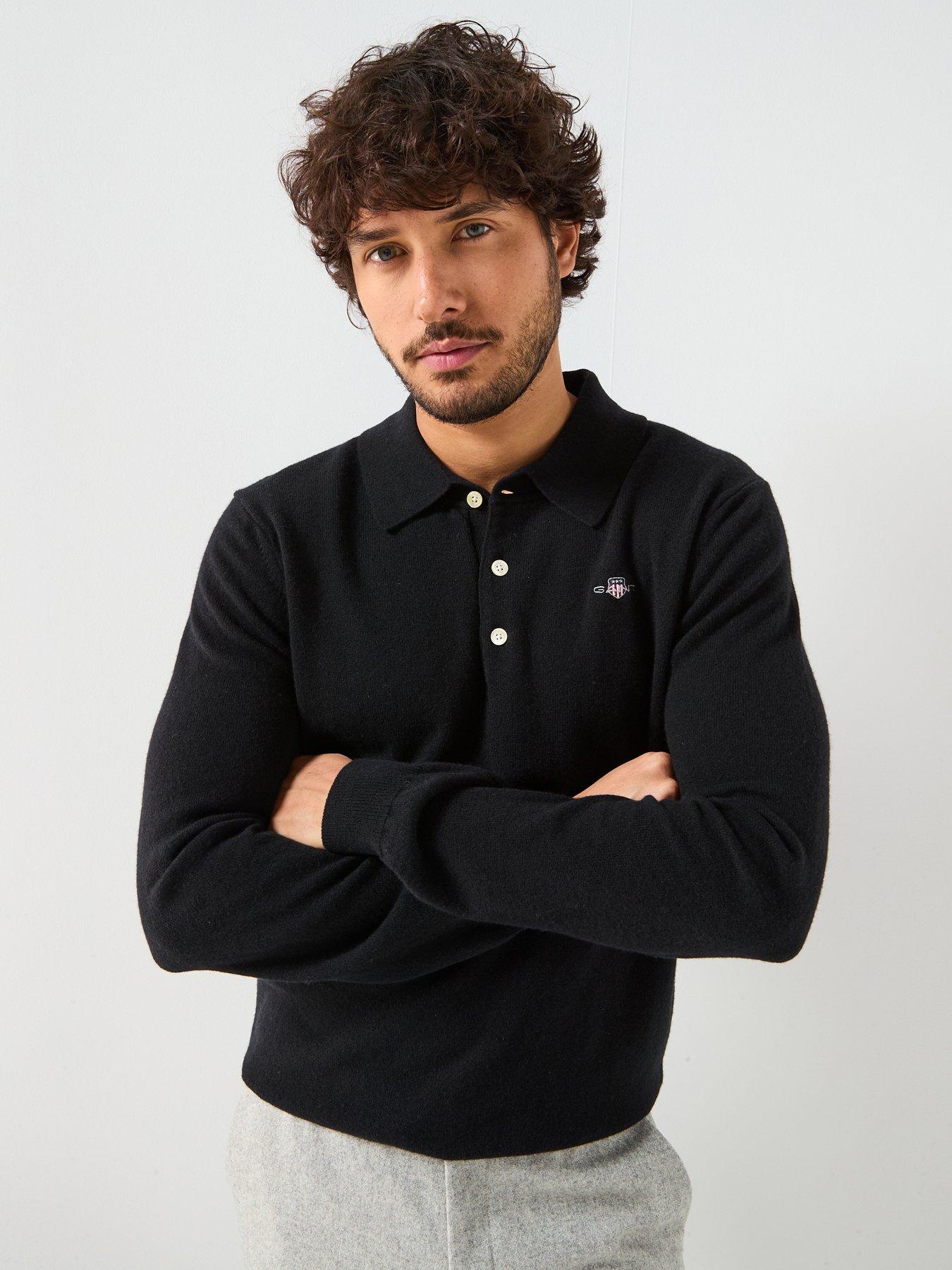 gant-knitted-button-down-long-sleeve-polo-shirt-black