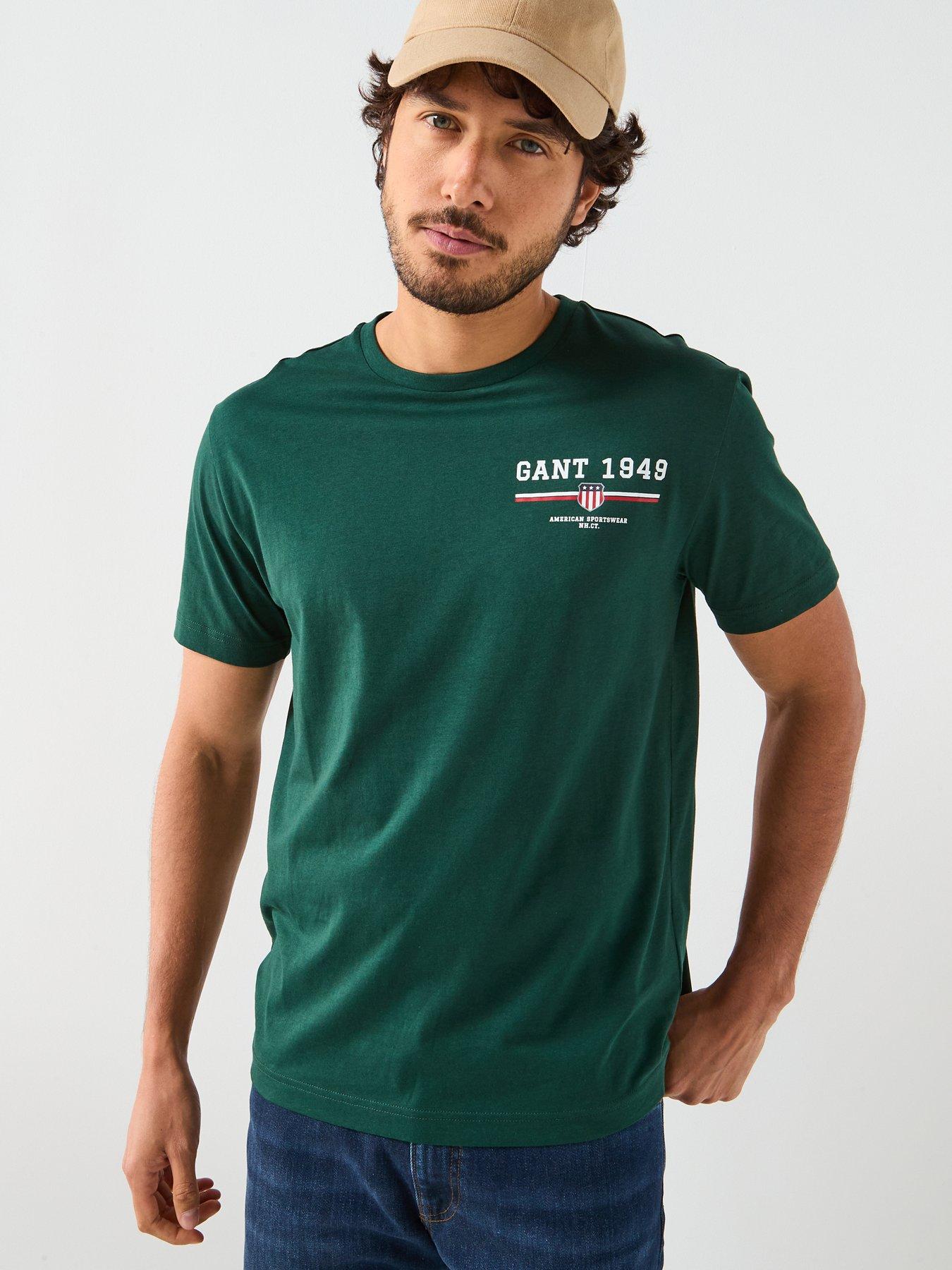gant-regular-fit-small-linear-chest-logo-t-shirt-greenfront
