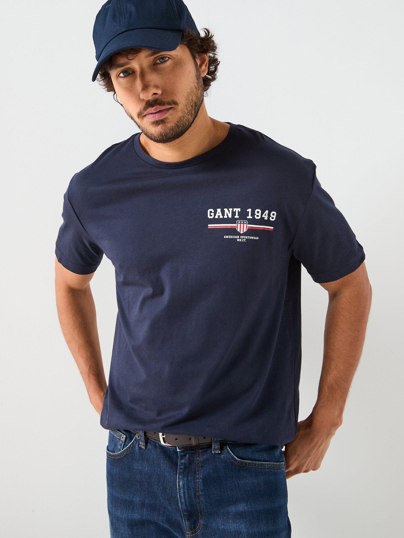 GANT Small Linear Chest Logo T-Shirt - Navy