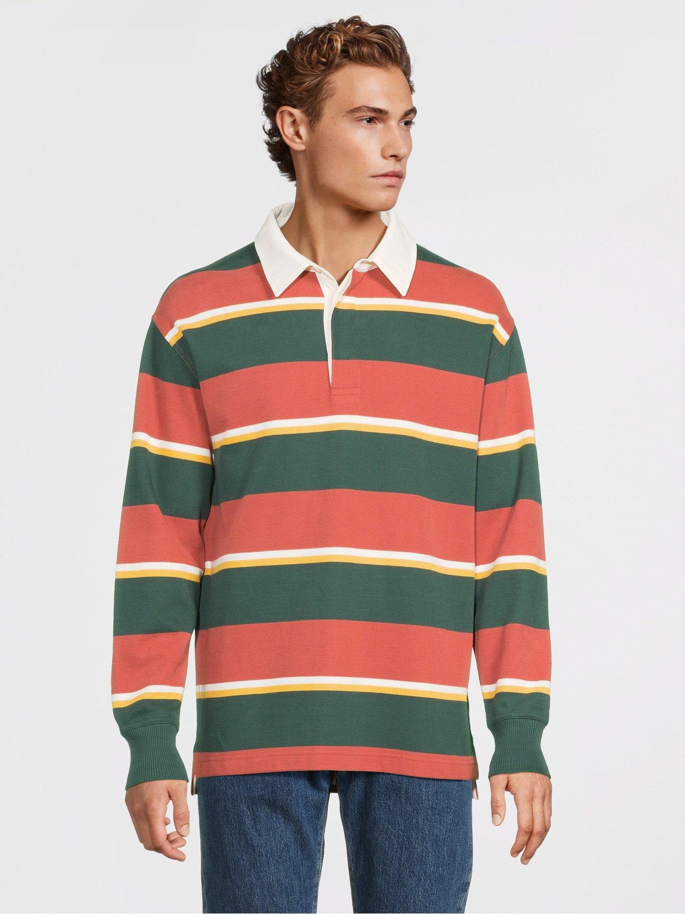 GANT Striped Heavy Rugger Long Sleeve Polo Shirt - Orange