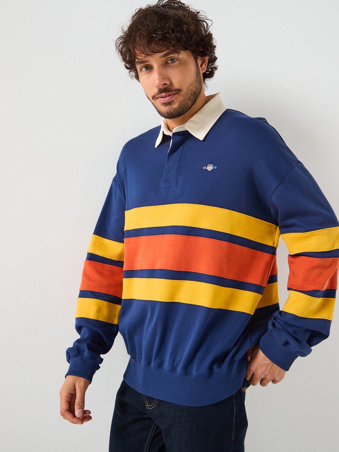 GANT Cut  &  Sew Heavy Rugger Long Sleeve Polo Shirt - Navy