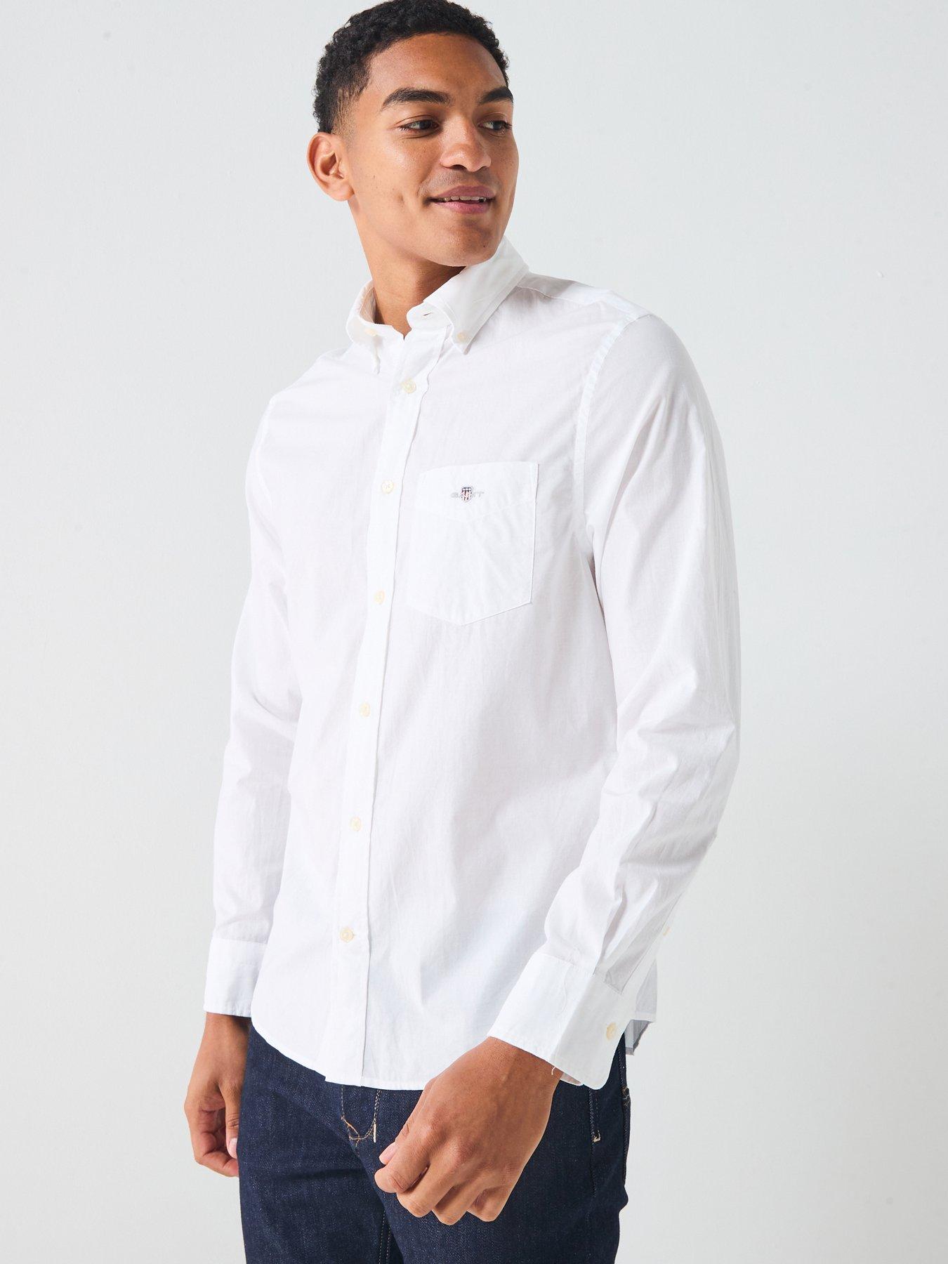 GANT Pocket Poplin Long Sleeve Shirt - White
