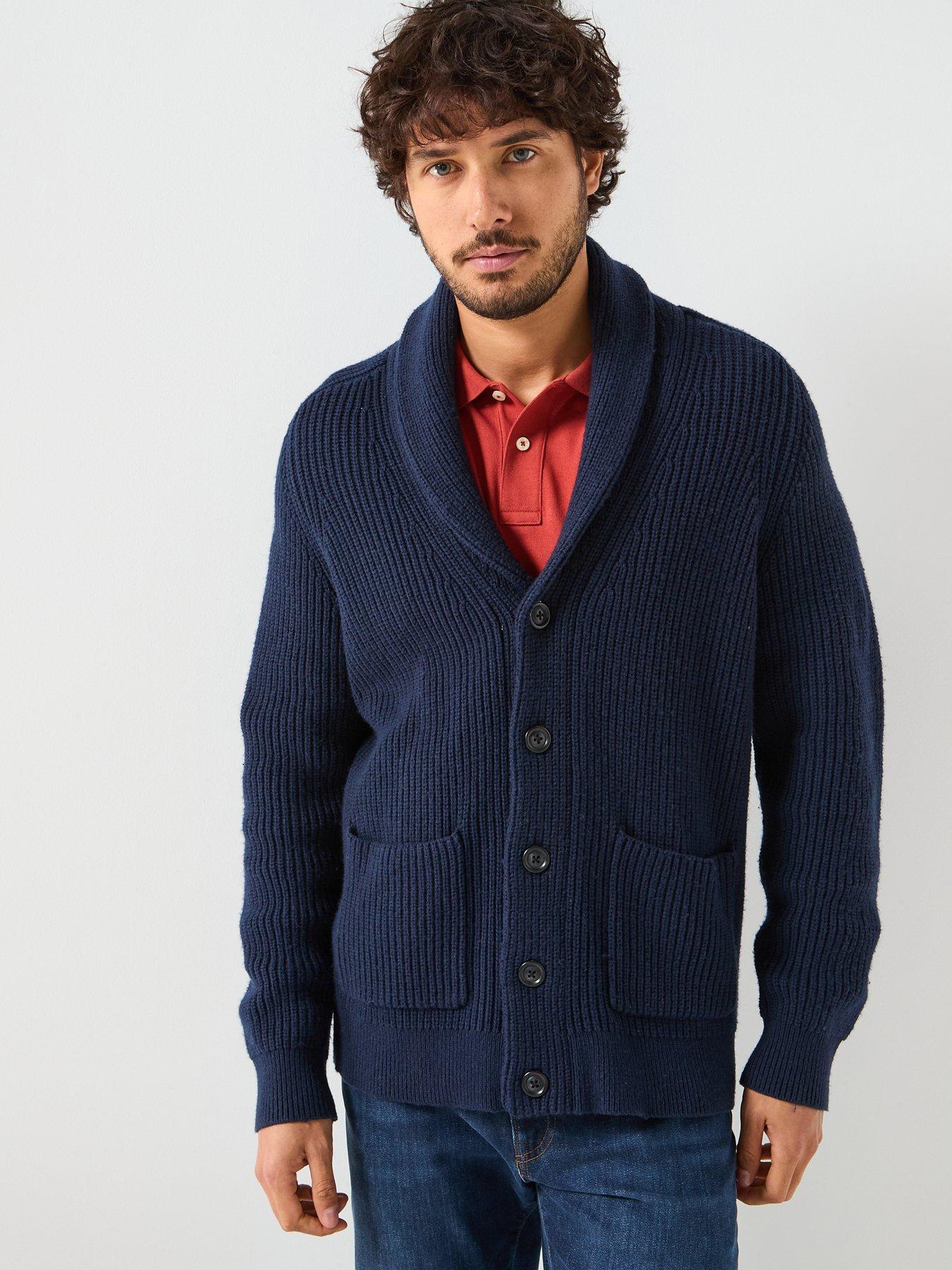 GANT Wool Blend Shawl Collar Knitted Cardigan - Navy